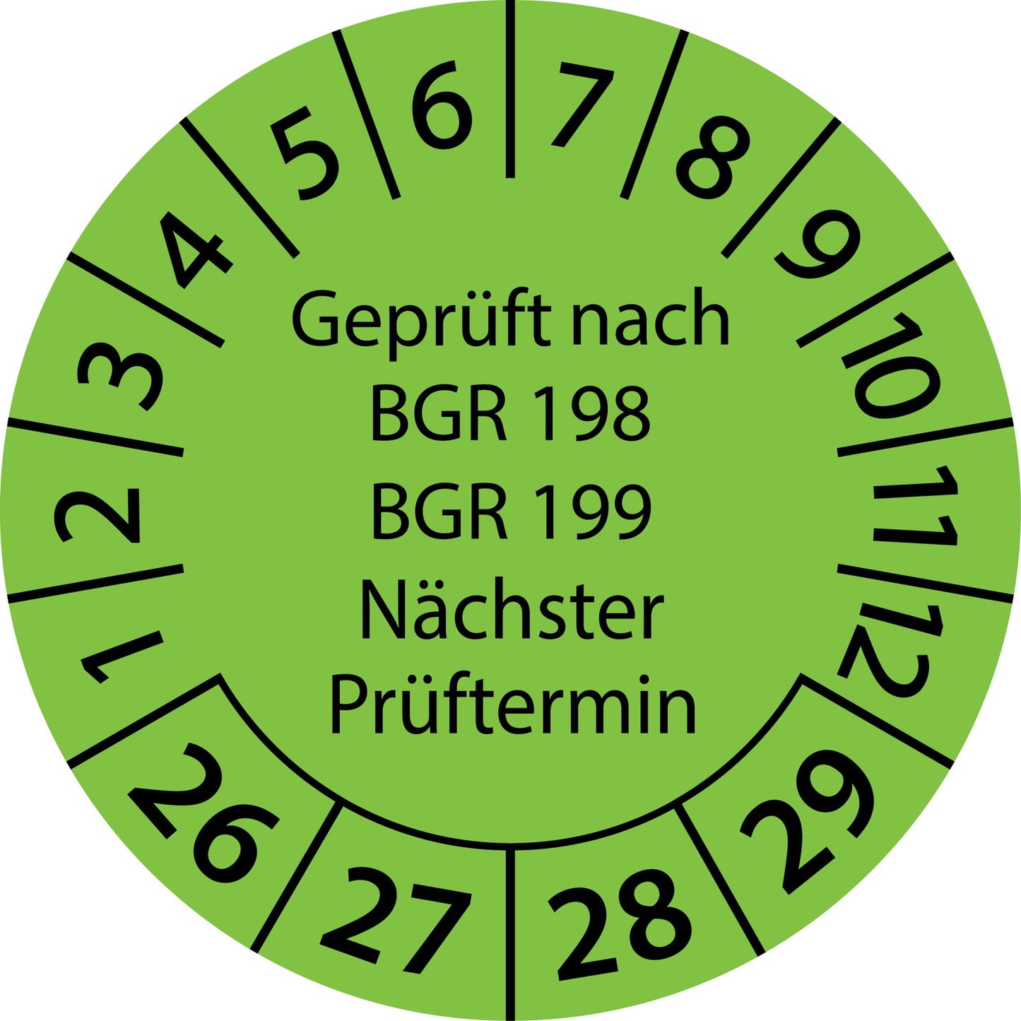 Mehrjahresprüfetiketten, Geprüft nach BGR 198 + 199, Nächster Prüftermin, Startjahr: 2026 aus Papier oder Plastik