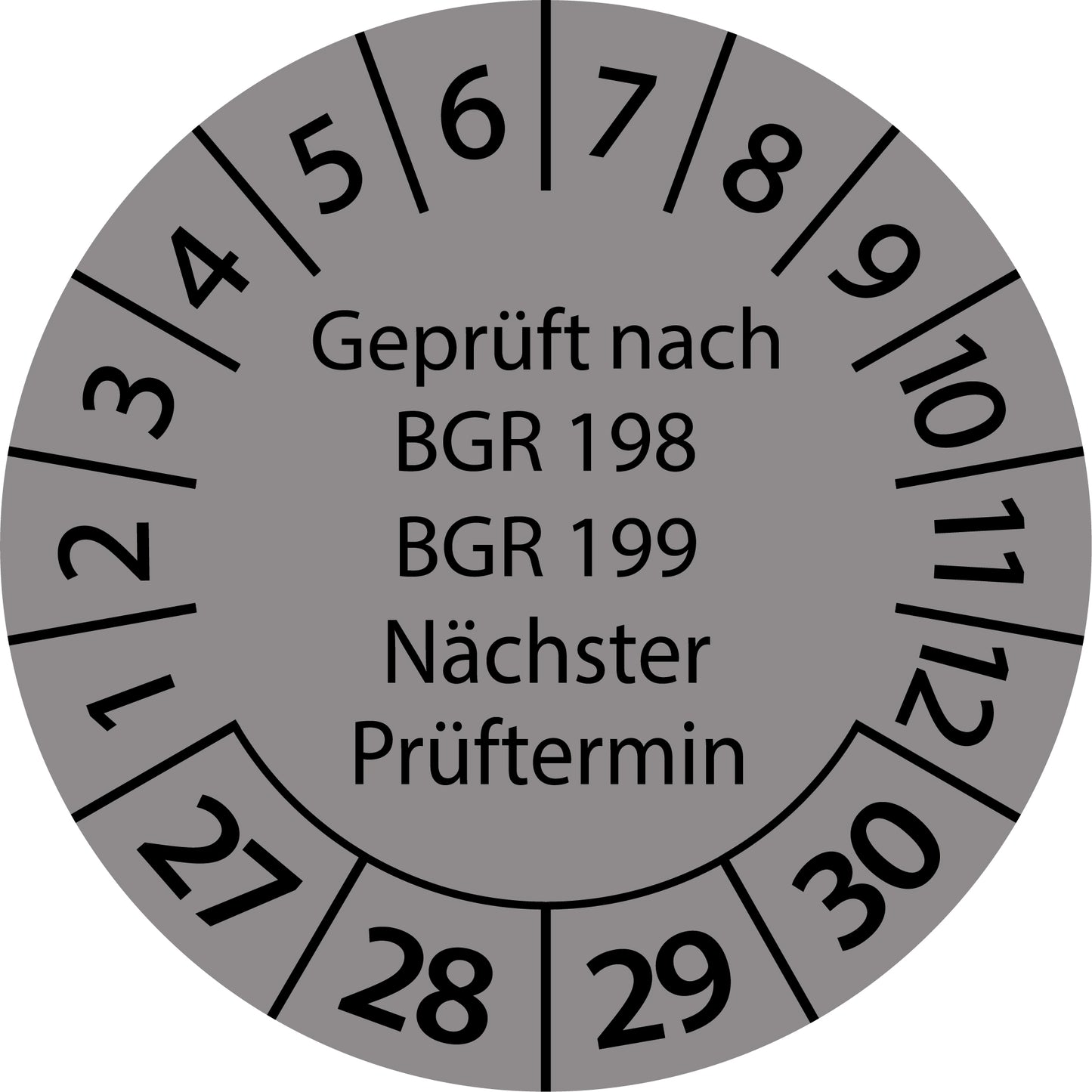 Mehrjahresprüfetiketten, Geprüft nach BGR 198 + 199, Nächster Prüftermin, Startjahr: 2027 aus Papier oder Plastik