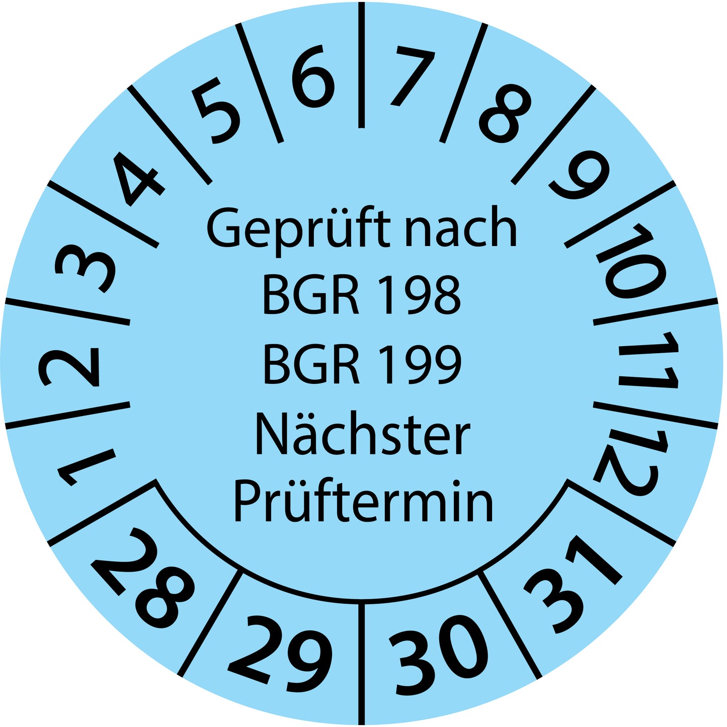 Mehrjahresprüfetiketten, Geprüft nach BGR 198 + 199, Nächster Prüftermin, Startjahr: 2028 aus Papier oder Plastik