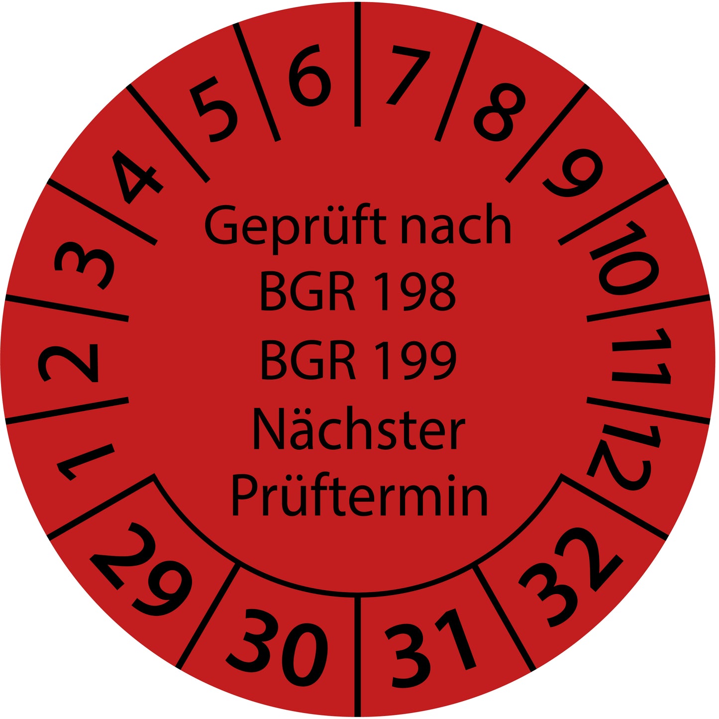 Mehrjahresprüfetiketten, Geprüft nach BGR 198 + 199, Nächster Prüftermin, Startjahr: 2029 aus Papier oder Plastik