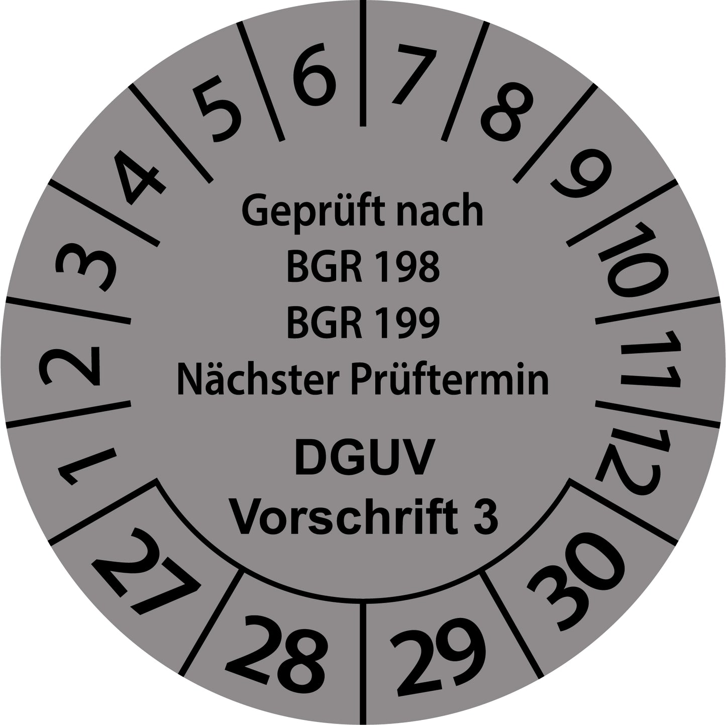 Mehrjahresprüfetiketten, Geprüft nach BGR 198 + 199, Nächster Prüftermin, DGUV Vorschrift 3, Startjahr: 2027 aus Papier oder Plastik