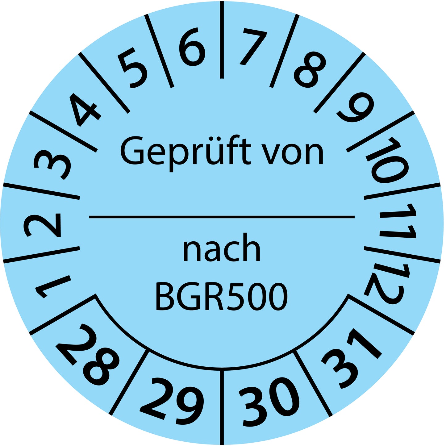 Mehrjahresprüfetiketten, Geprüft von ... nach BGR 500, Startjahr: 2028 aus Papier oder Plastik