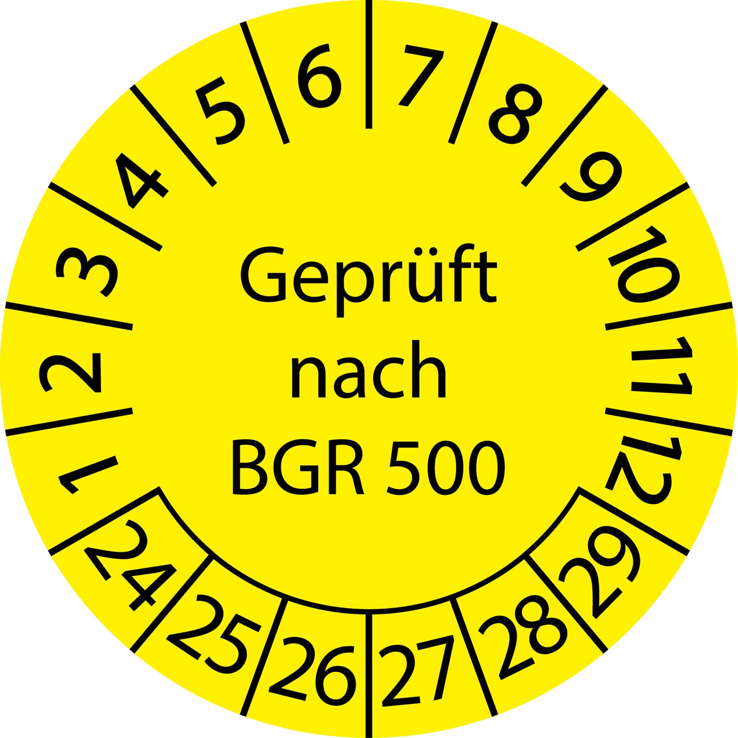 Mehrjahresprüfetiketten, Geprüft nach BGR 500, Startjahr: 2024 aus Papier oder Plastik