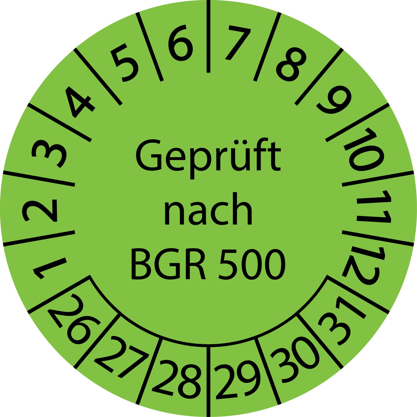 Mehrjahresprüfetiketten, Geprüft von BGR 500, Startjahr: 2026 aus Papier oder Plastik