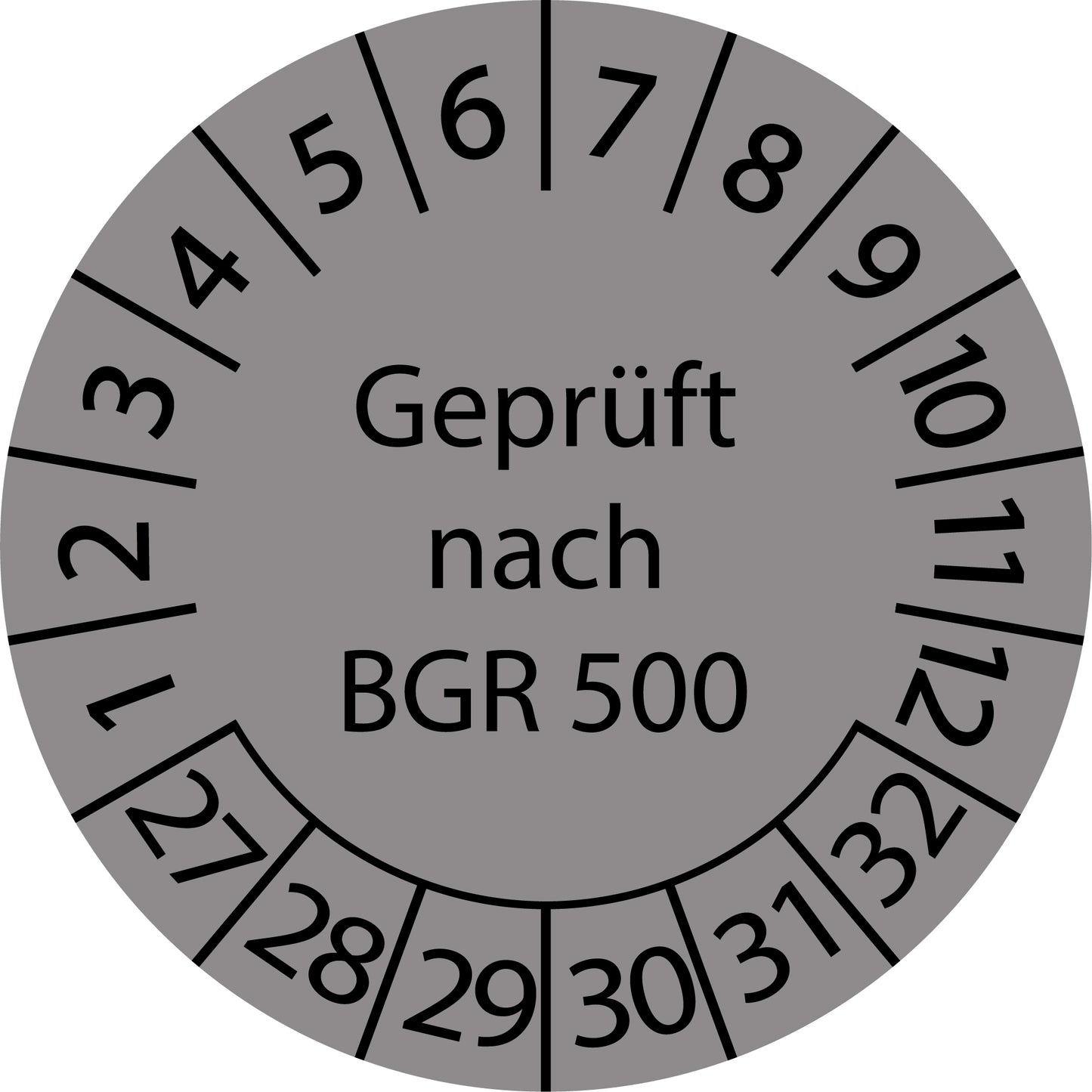 Mehrjahresprüfetiketten, Geprüft von BGR 500, Startjahr: 2027 aus Papier oder Plastik