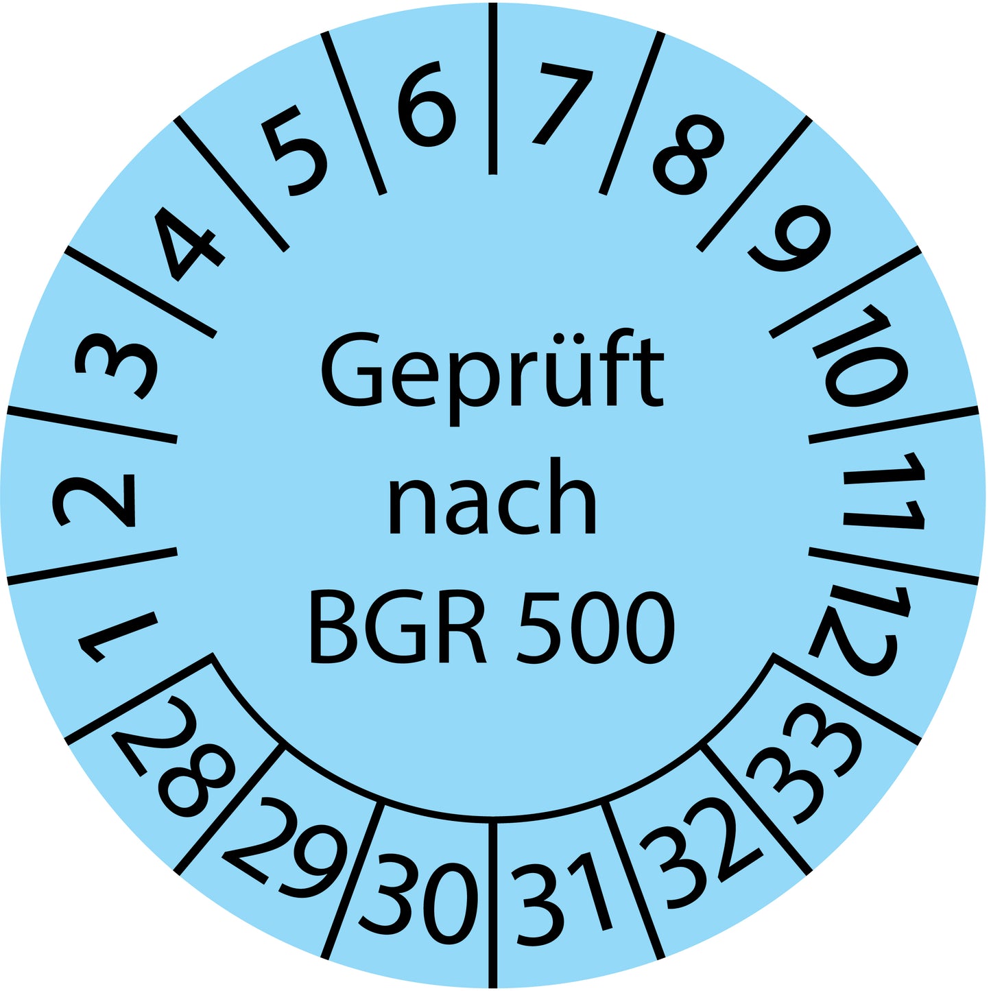 Mehrjahresprüfetiketten, Geprüft von BGR 500, Startjahr: 2028 aus Papier oder Plastik