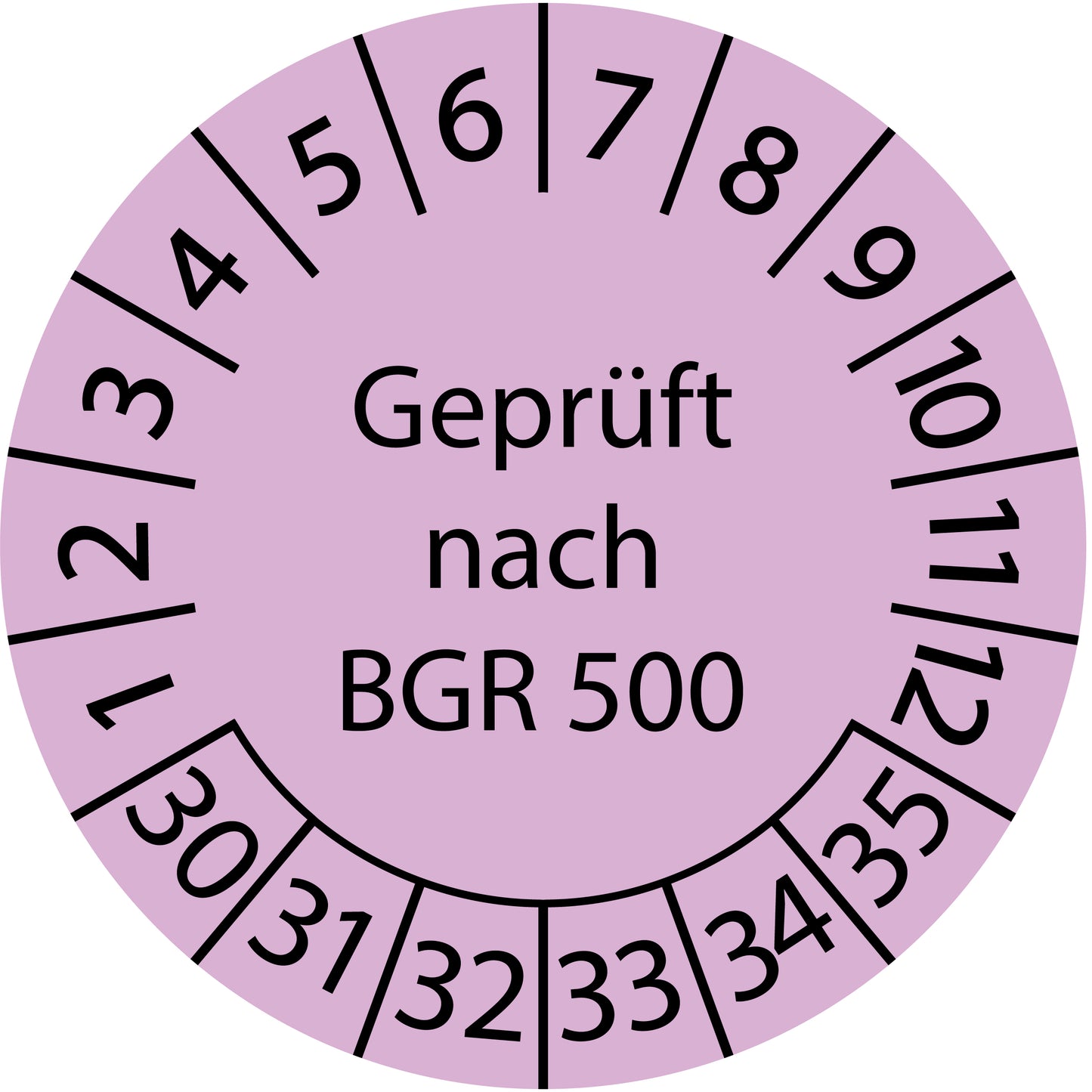 Mehrjahresprüfetiketten, Geprüft nach BGR 500, Startjahr: 2030 aus Papier oder Plastik