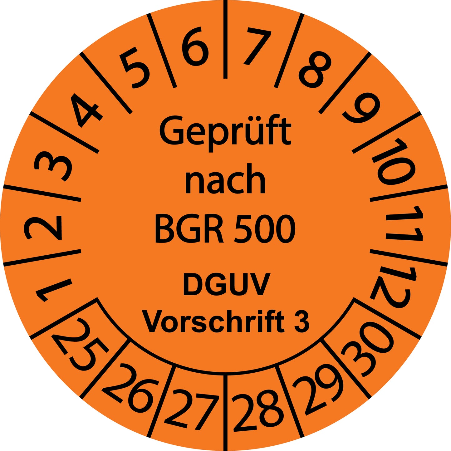 Mehrjahresprüfetiketten, Geprüft nach BGR 500, DGUV Vorschrift 3, Startjahr: 2025 aus Papier oder Plastik
