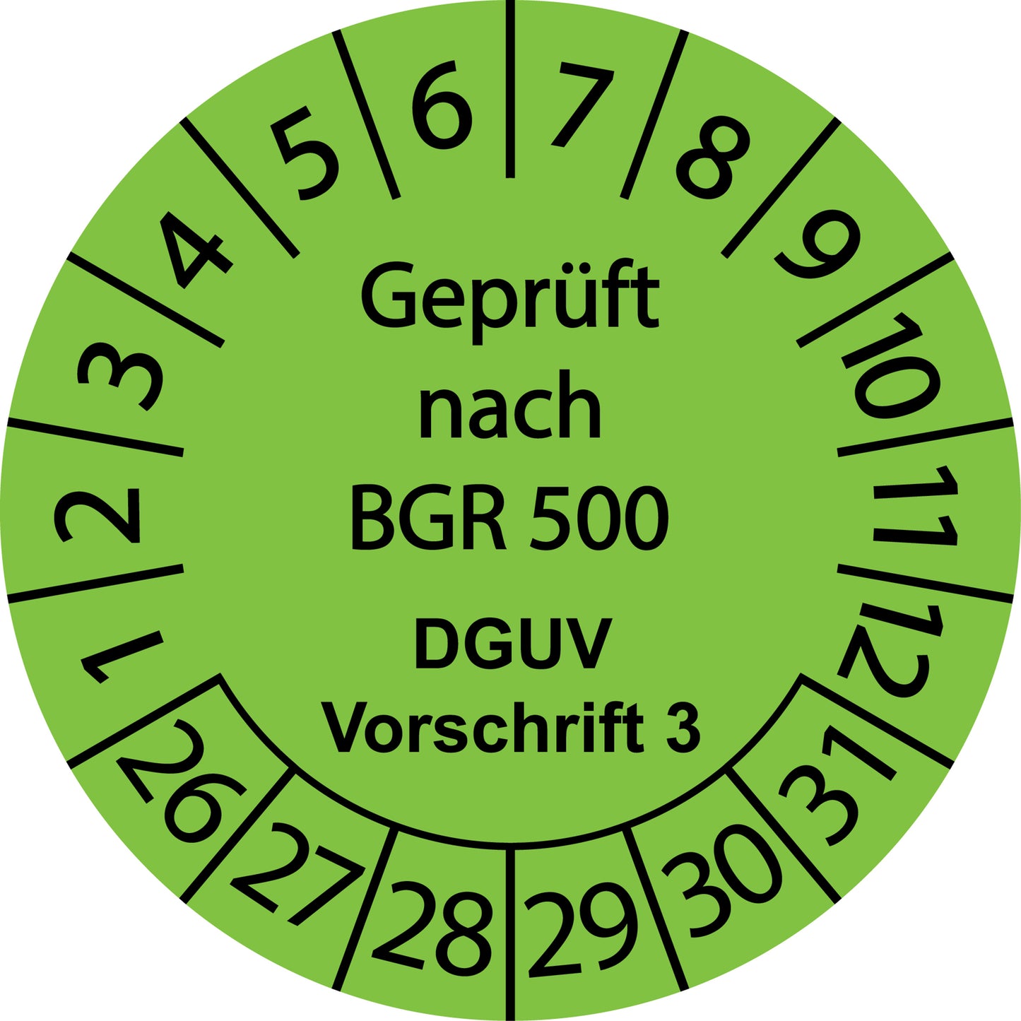 Mehrjahresprüfetiketten, Geprüft von BGR 500, DGUV Vorschrift 3, Startjahr: 2026 aus Papier oder Plastik