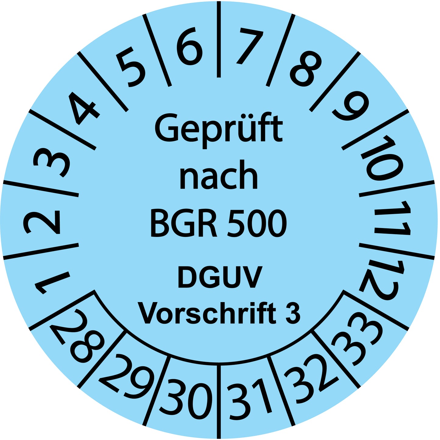 Mehrjahresprüfetiketten, Geprüft von BGR 500, DGUV Vorschrift 3, Startjahr: 2028 aus Papier oder Plastik