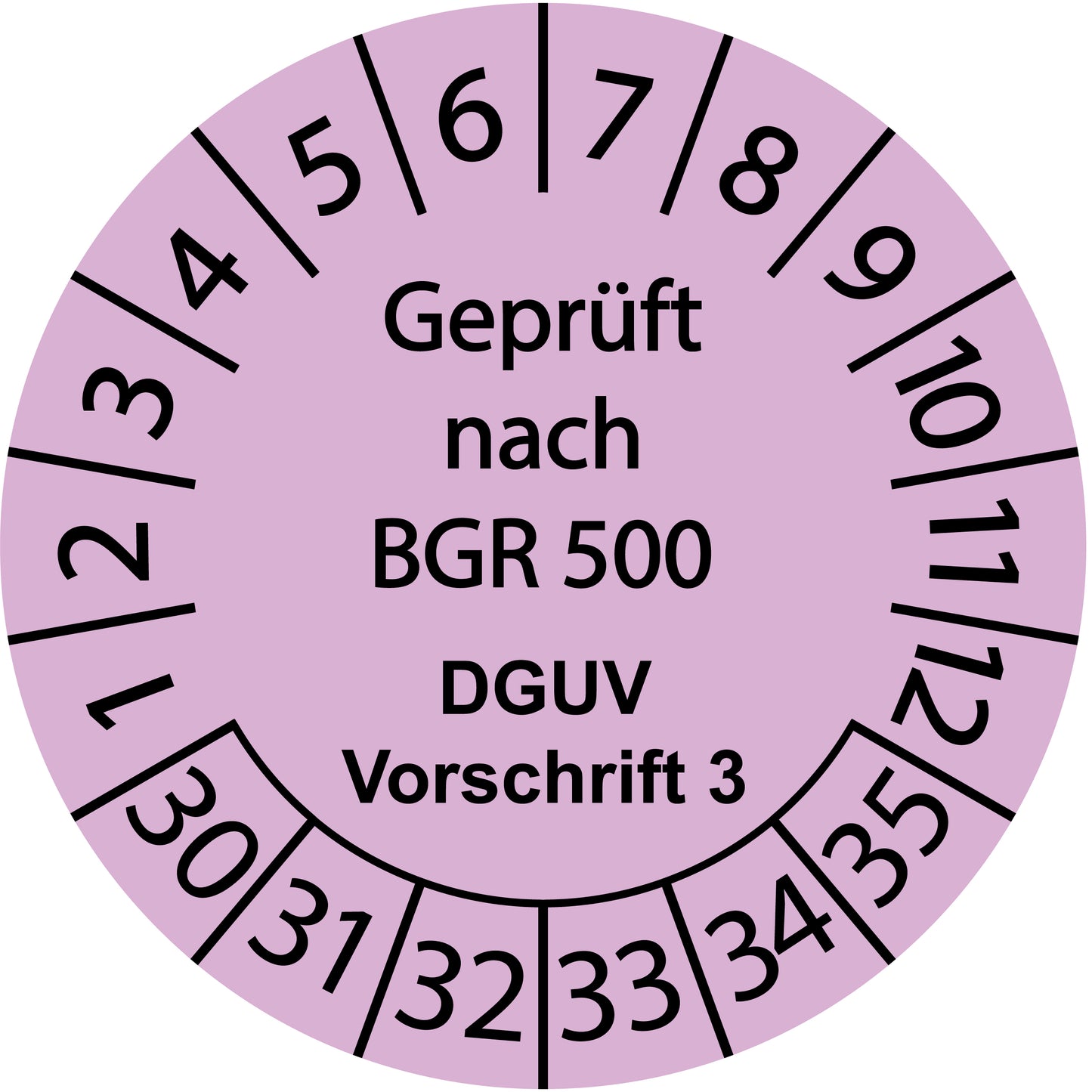 Mehrjahresprüfetiketten, Geprüft nach BGR 500, DGUV Vorschrift 3, Startjahr: 2030 aus Papier oder Plastik
