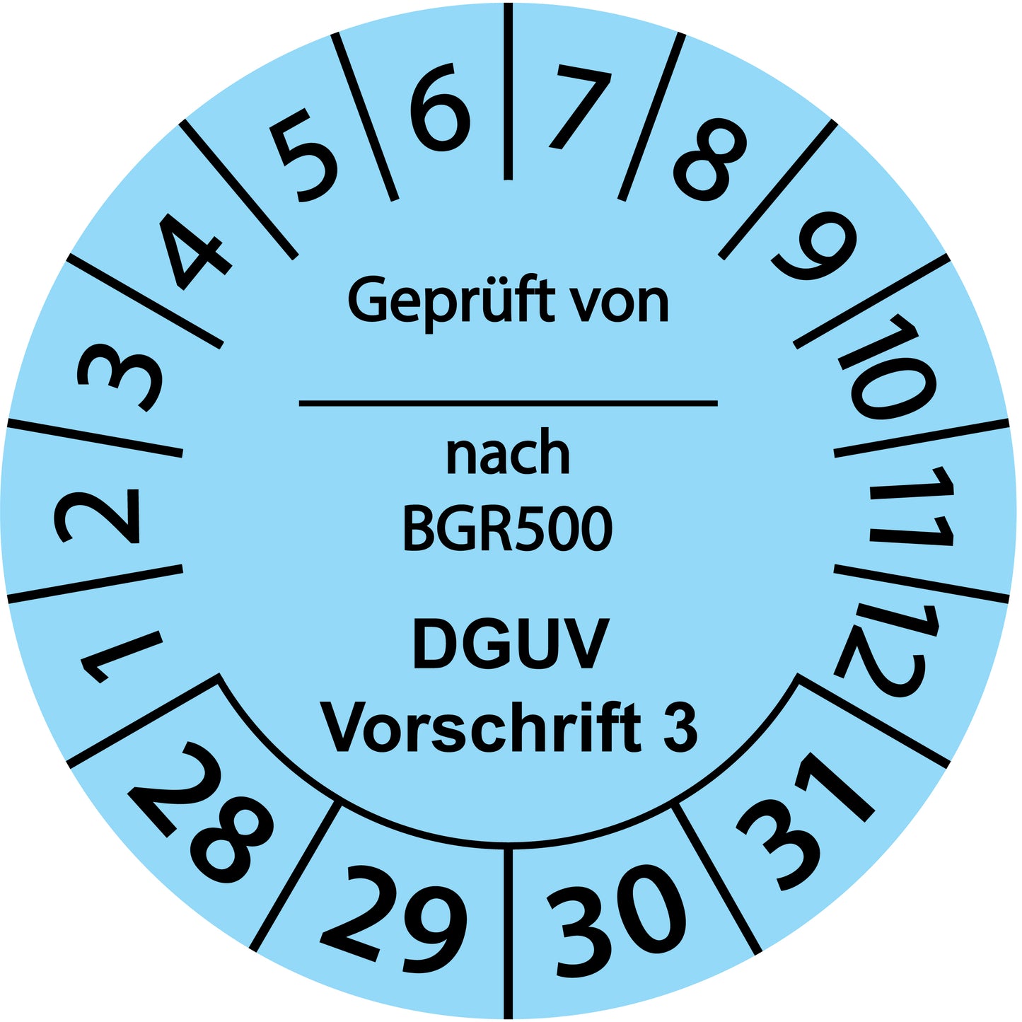 Mehrjahresprüfetiketten, Geprüft von ... nach BGR 500, DGUV Vorschrift 3, Startjahr: 2028 aus Papier oder Plastik