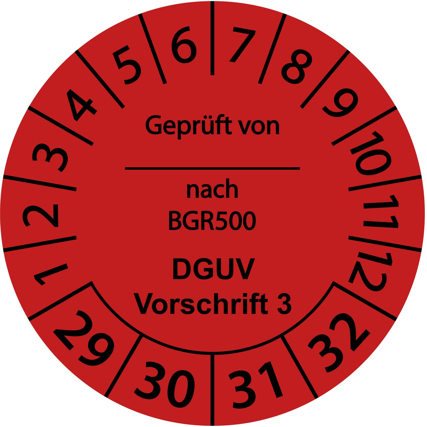 Mehrjahresprüfetiketten, Geprüft von ... nach BGR 500, DGUV Vorschrift 3, Startjahr: 2029 aus Papier oder Plastik