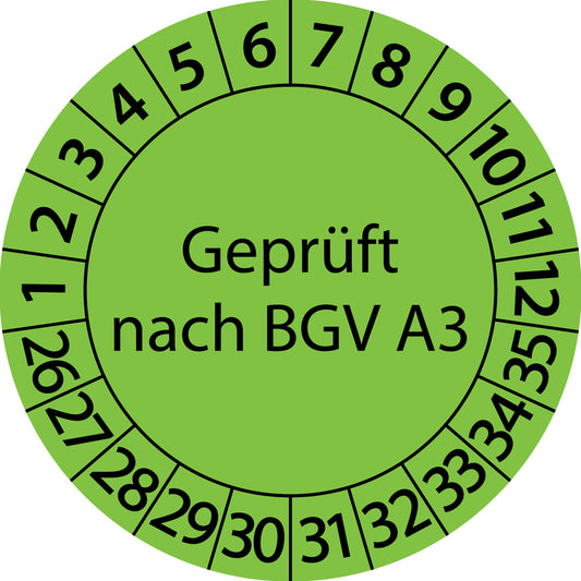 Mehrjahresprüfetiketten, Geprüft nach BGV A3, Startjahr: 2026 aus Papier oder Plastik