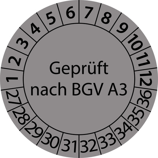 Mehrjahresprüfetiketten, Geprüft nach BGV A3, Startjahr: 2027 aus Papier oder Plastik