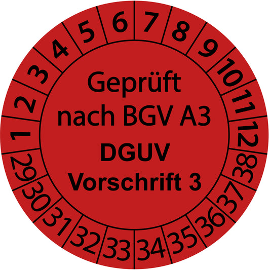 Mehrjahresprüfetiketten, Geprüft nach BGV A3, DGUV Vorschrift 3, Startjahr: 2029 aus Papier oder Plastik