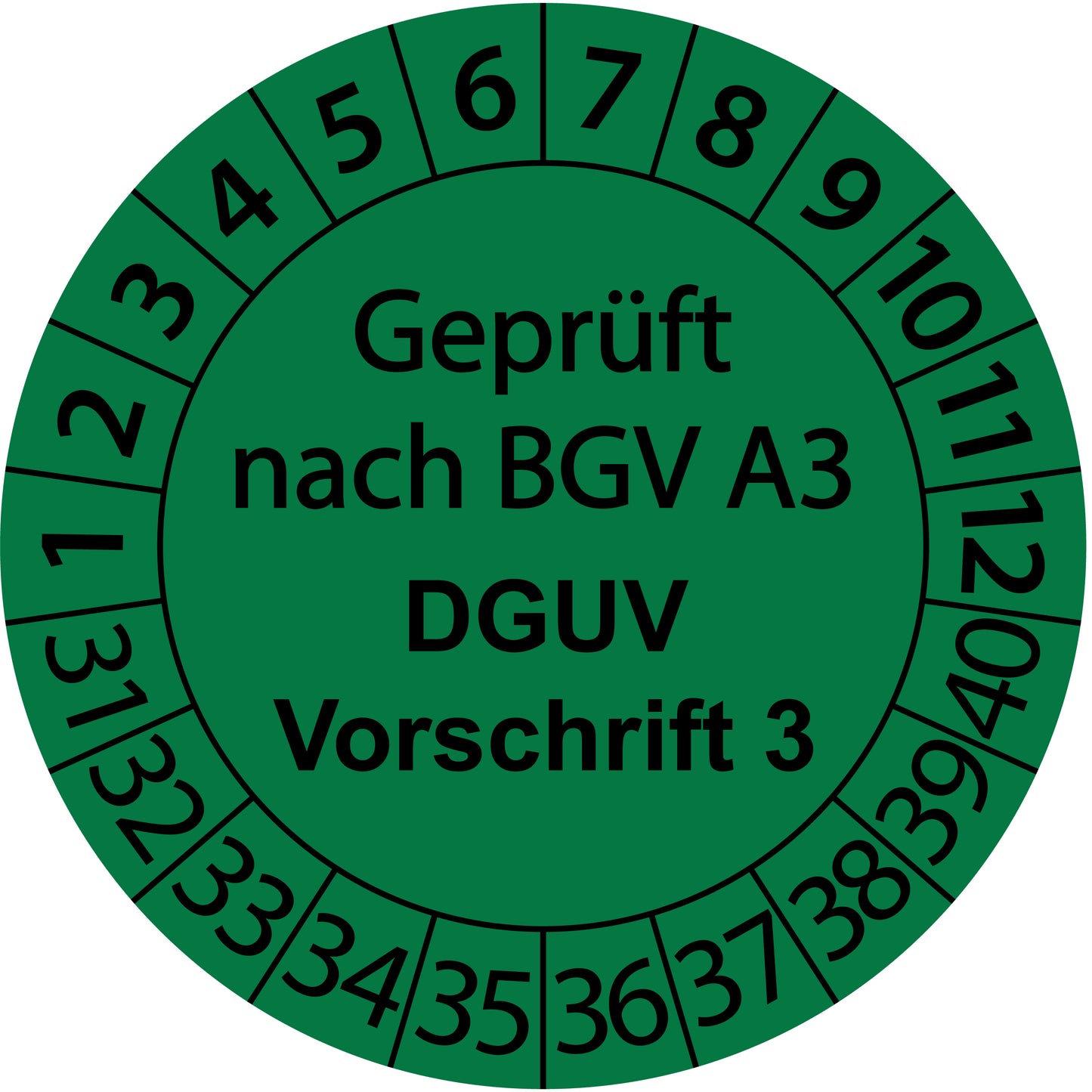 Mehrjahresprüfetiketten, Geprüft nach BGV A3, DGUV Vorschrift 3, Startjahr: 2031 aus Papier oder Plastik