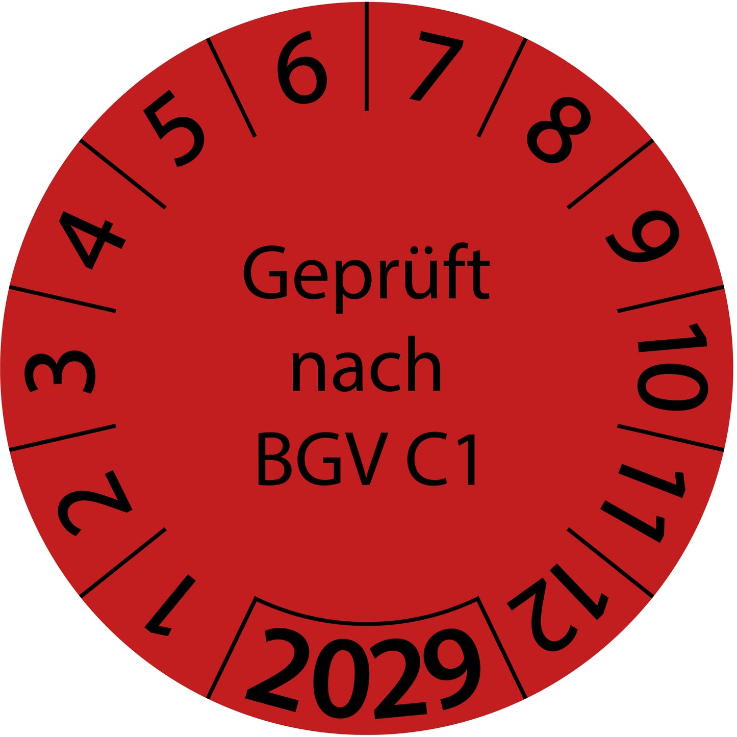 Einjahresprüfetiketten, Geprüft nach BGV C1, Startjahr: 2029 aus Papier oder Plastik