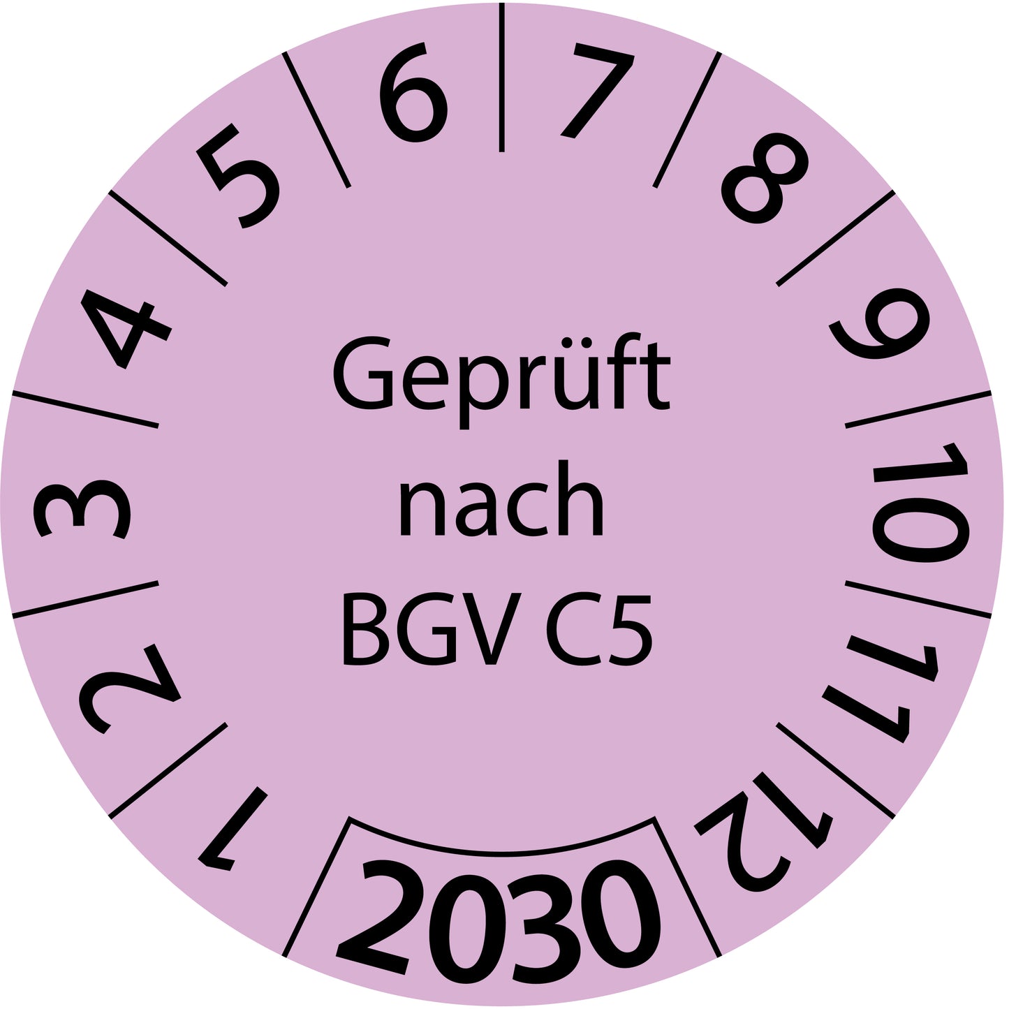 Einjahresprüfetiketten, Geprüft nach BGV C5, Startjahr: 2030 aus Papier oder Plastik