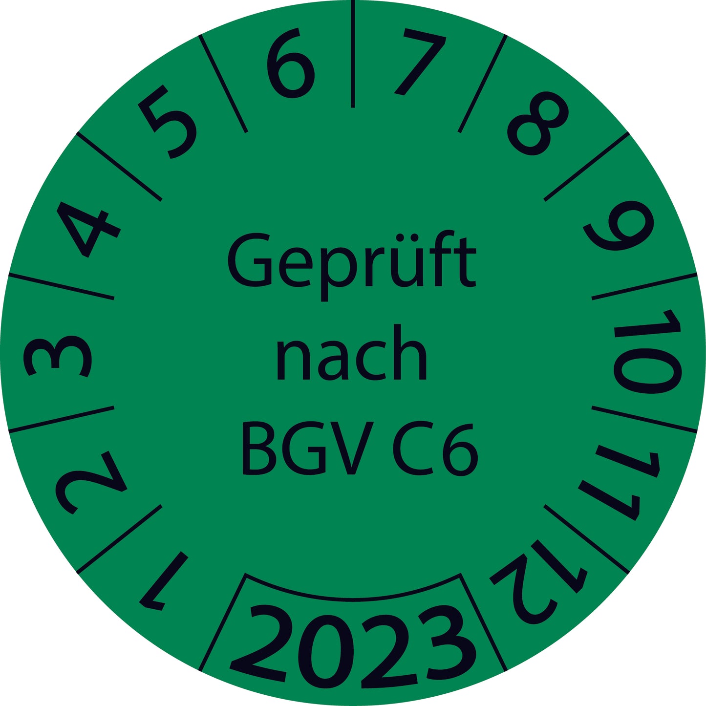 Einjahresprüfetiketten, Geprüft nach BGV C6, Startjahr: 2023 aus Papier oder Plastik