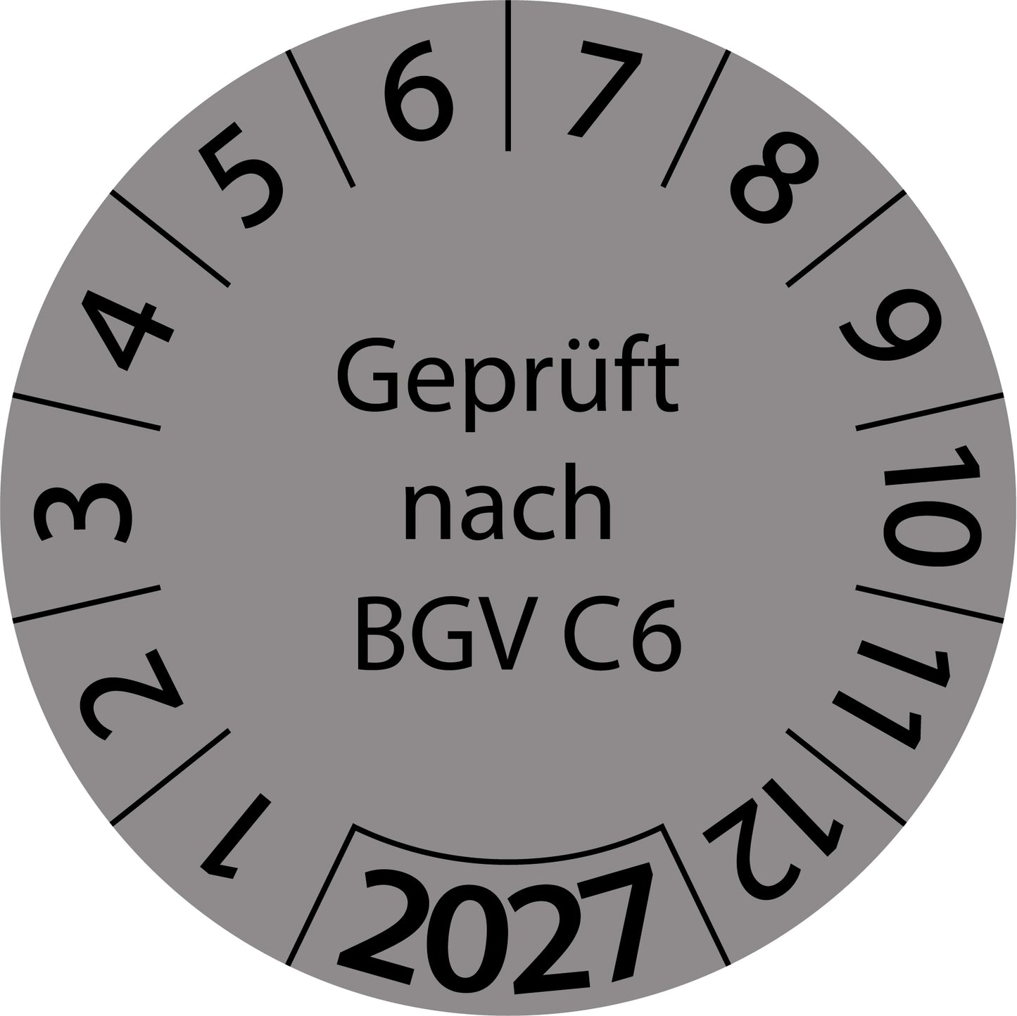 Einjahresprüfetiketten, Geprüft nach BGV C6, Startjahr: 2027 aus Papier oder Plastik