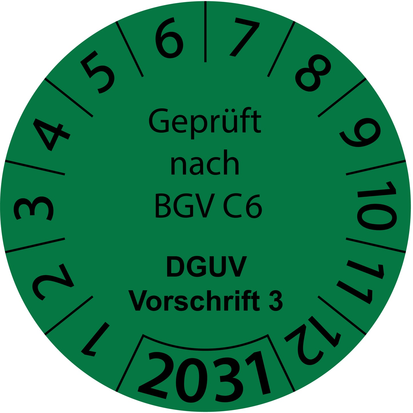 Einjahresprüfetiketten, Geprüft nach BGV D1, Startjahr: 2031 aus Papier oder Plastik