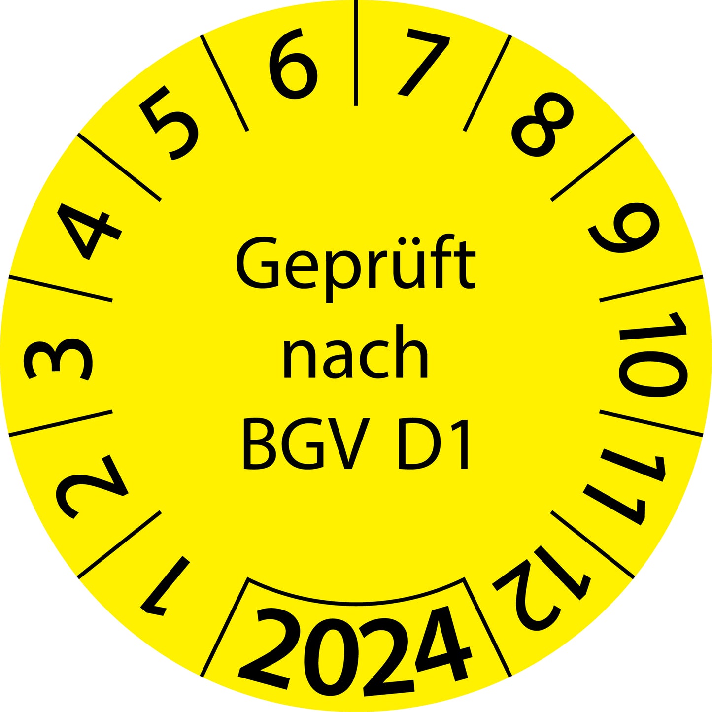 Einjahresprüfetiketten, Geprüft nach BGV D1, Startjahr: 2024 aus Papier oder Plastik