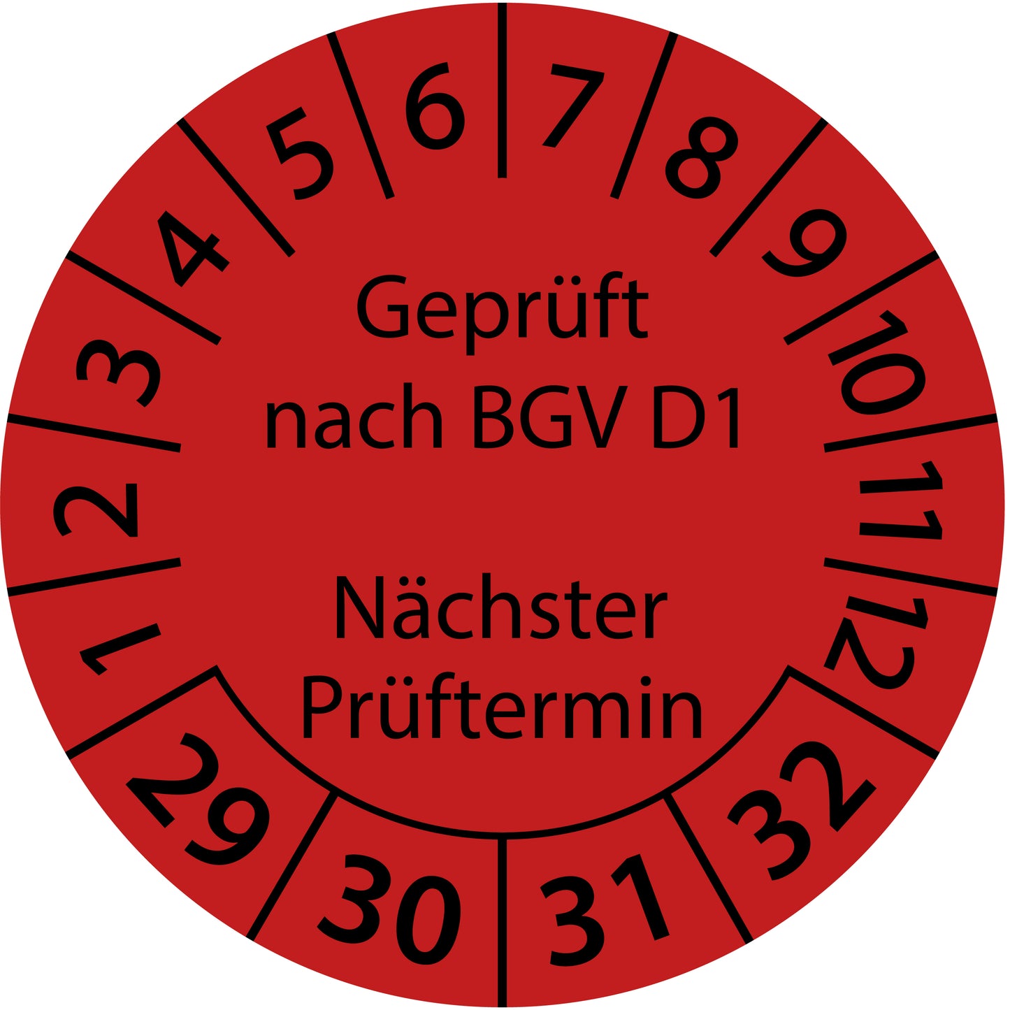 Mehrjahresprüfetiketten, Geprüft nach BGV D1, Nächster Prüftermin, Startjahr: 2029 aus Papier oder Plastik
