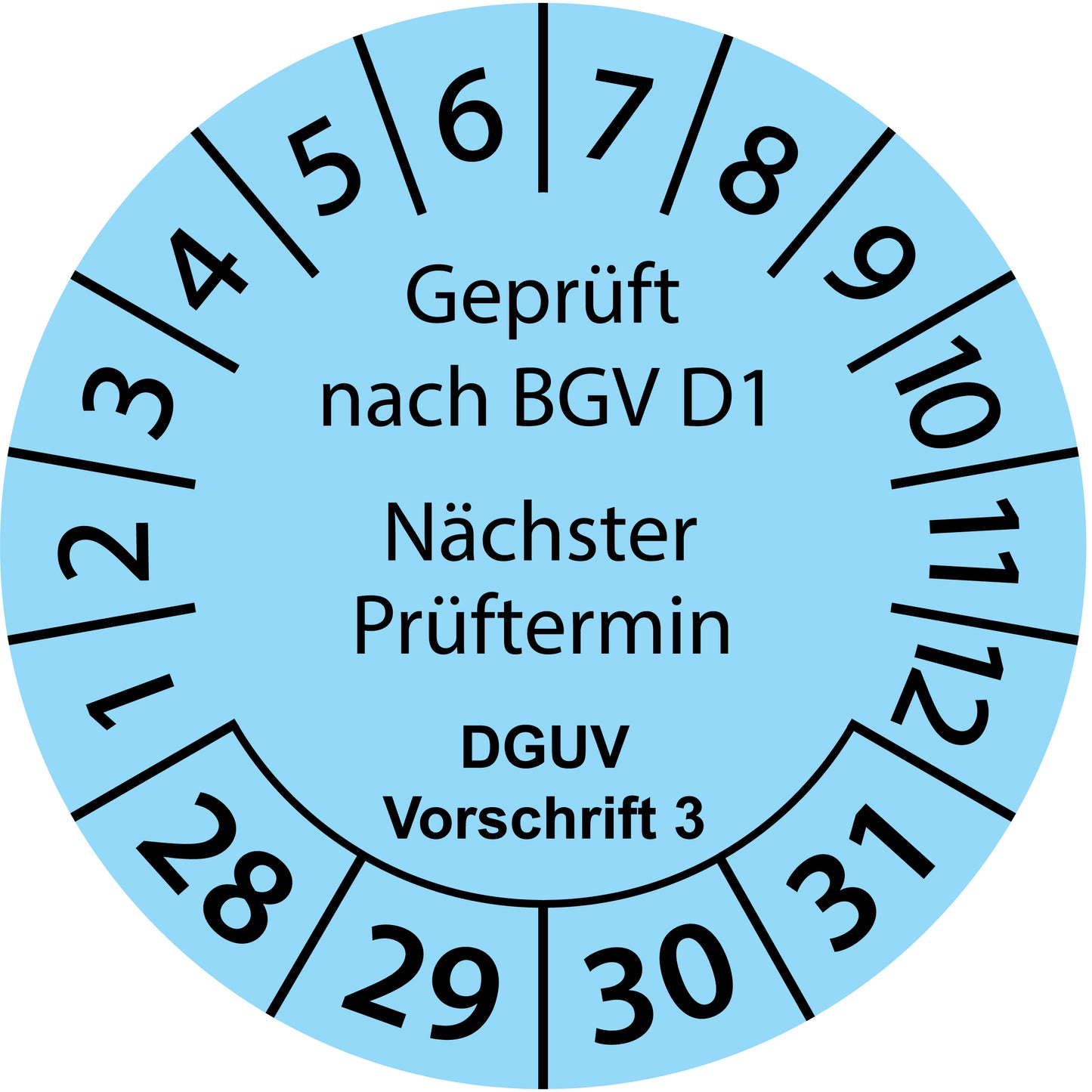 Mehrjahresprüfetiketten, Geprüft nach BGV D1, Nächster Prüftermin, DGUV Vorschrift 3, Startjahr: 2028 aus Papier oder Plastik