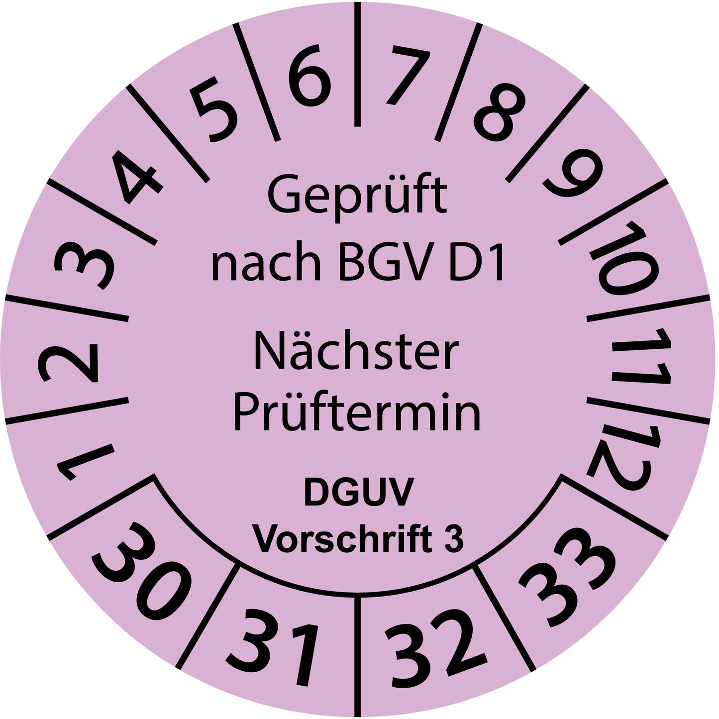 Mehrjahresprüfetiketten, Geprüft nach BGV D1, Nächster Prüftermin, DGUV Vorschrift 3, Startjahr: 2030 aus Papier oder Plastik