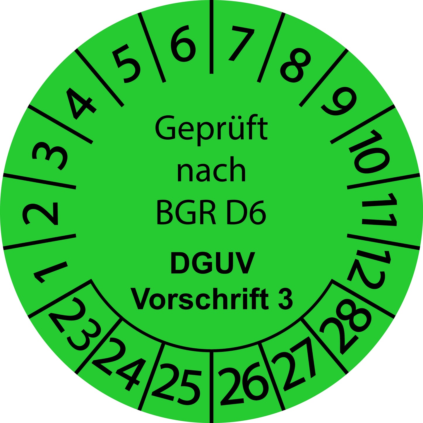 Mehrjahresprüfetiketten, Geprüft nach BGR D6, DGUV Vorschrift 3, Startjahr: 2023 aus Papier oder Plastik