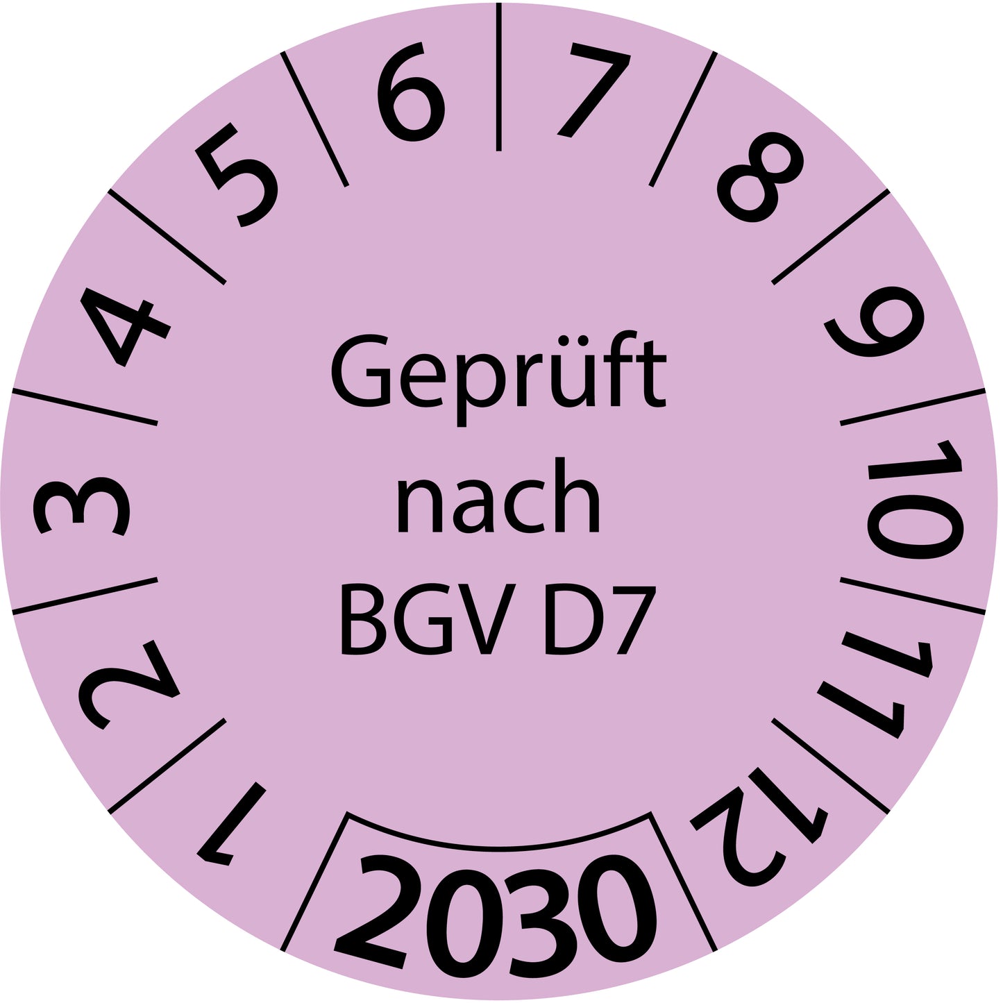 Einjahresprüfetiketten, Geprüft nach BGV D7, Startjahr: 2030 aus Papier oder Plastik