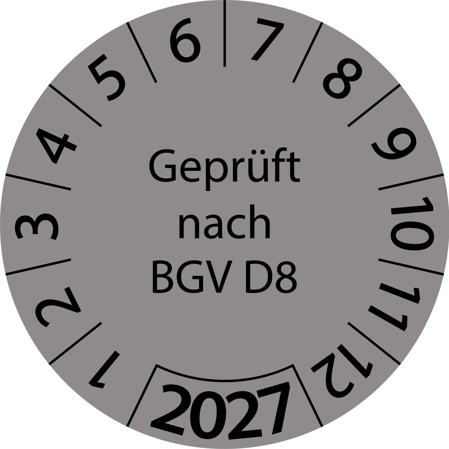Einjahresprüfetiketten, Geprüft nach BGV D8, Startjahr: 2027 aus Papier oder Plastik