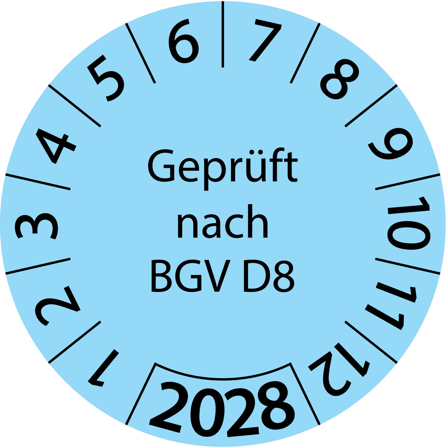 Einjahresprüfetiketten, Geprüft nach BGV D8, Startjahr: 2028 aus Papier oder Plastik