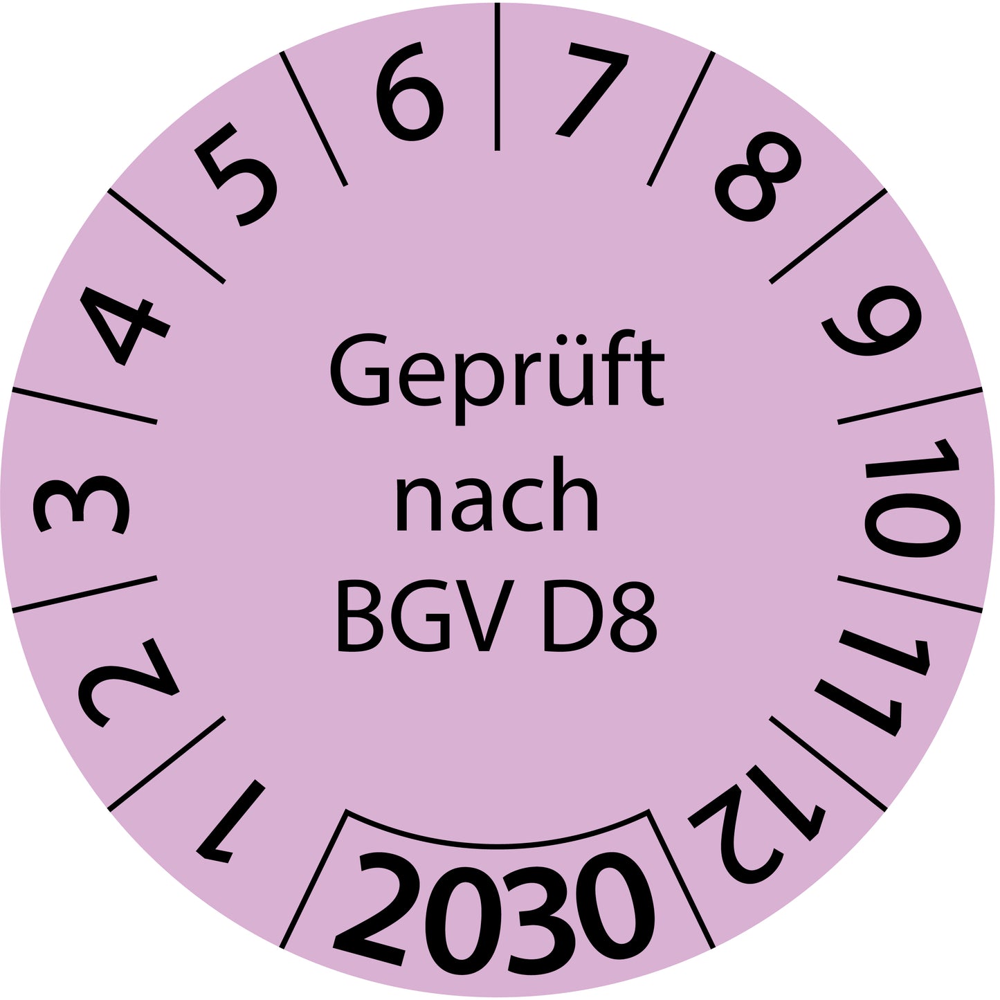 Einjahresprüfetiketten, Geprüft nach BGV D8, Startjahr: 2030 aus Papier oder Plastik