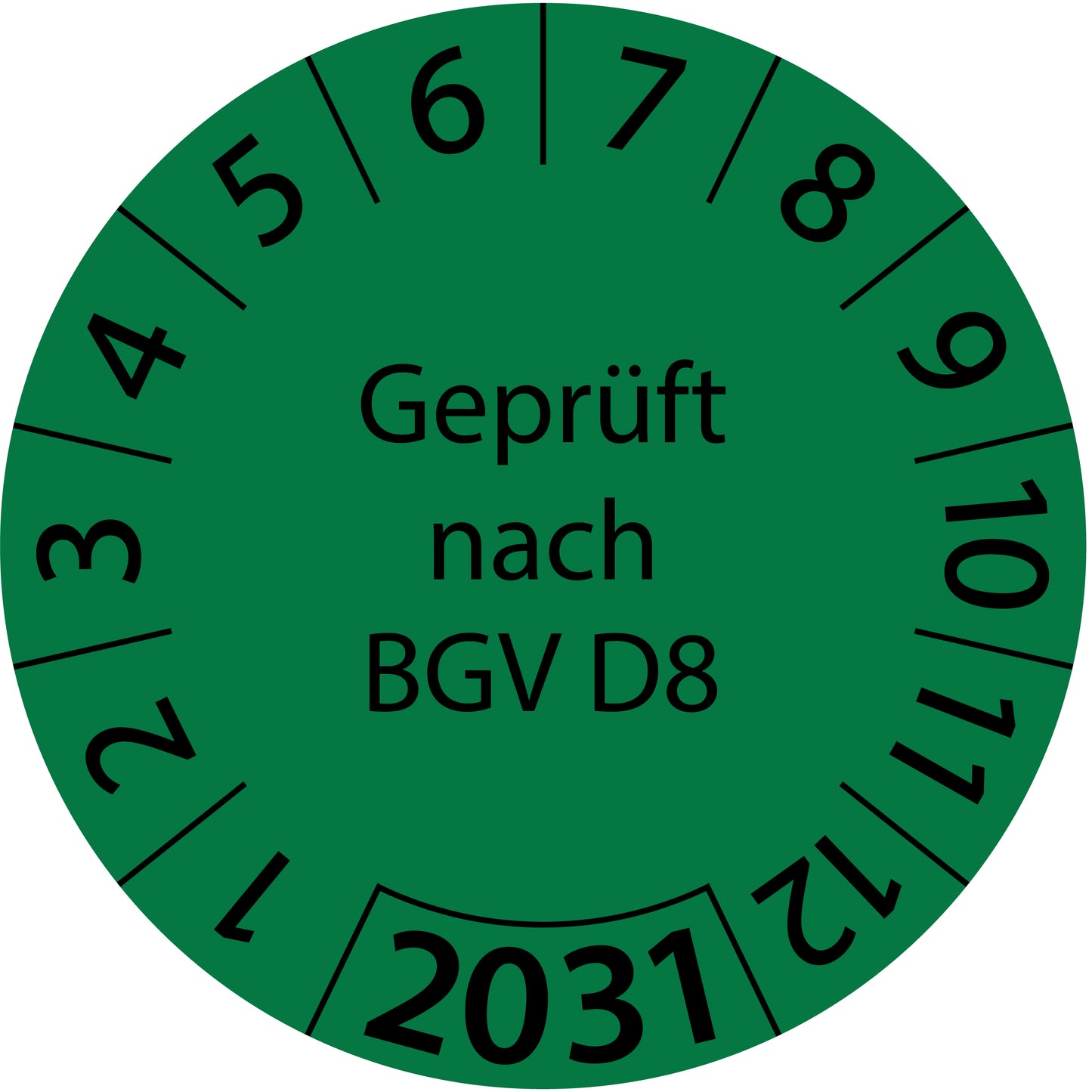 Einjahresprüfetiketten, Geprüft nach BGV D8, Startjahr: 2031 aus Papier oder Plastik