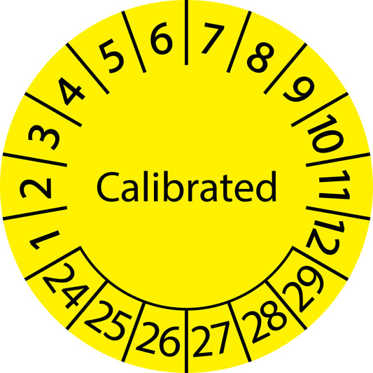 Mehrjahresprüfetiketten, Calibrated, Startjahr: 2024 aus Papier oder Plastik