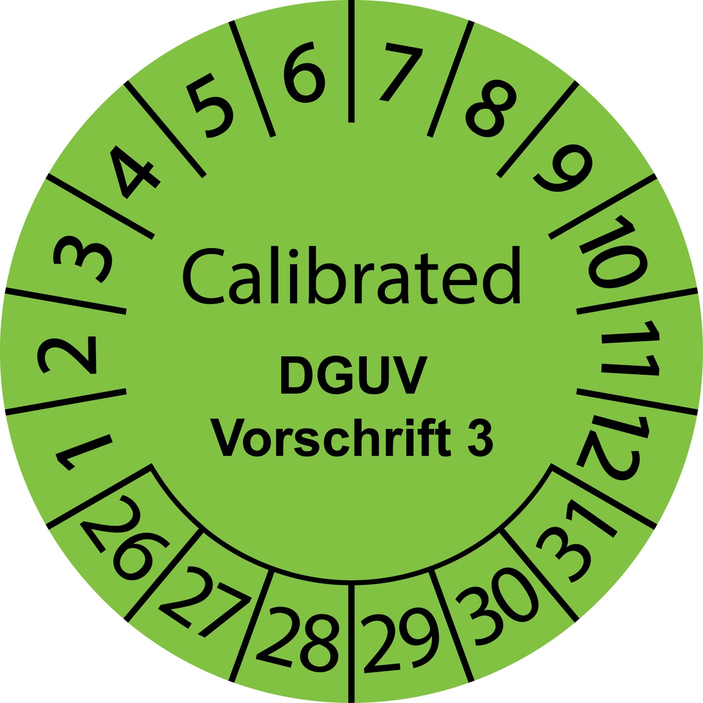 Mehrjahresprüfetiketten, Calibrated, DGUV Vorschrift 3, Startjahr: 2026 aus Papier oder Plastik