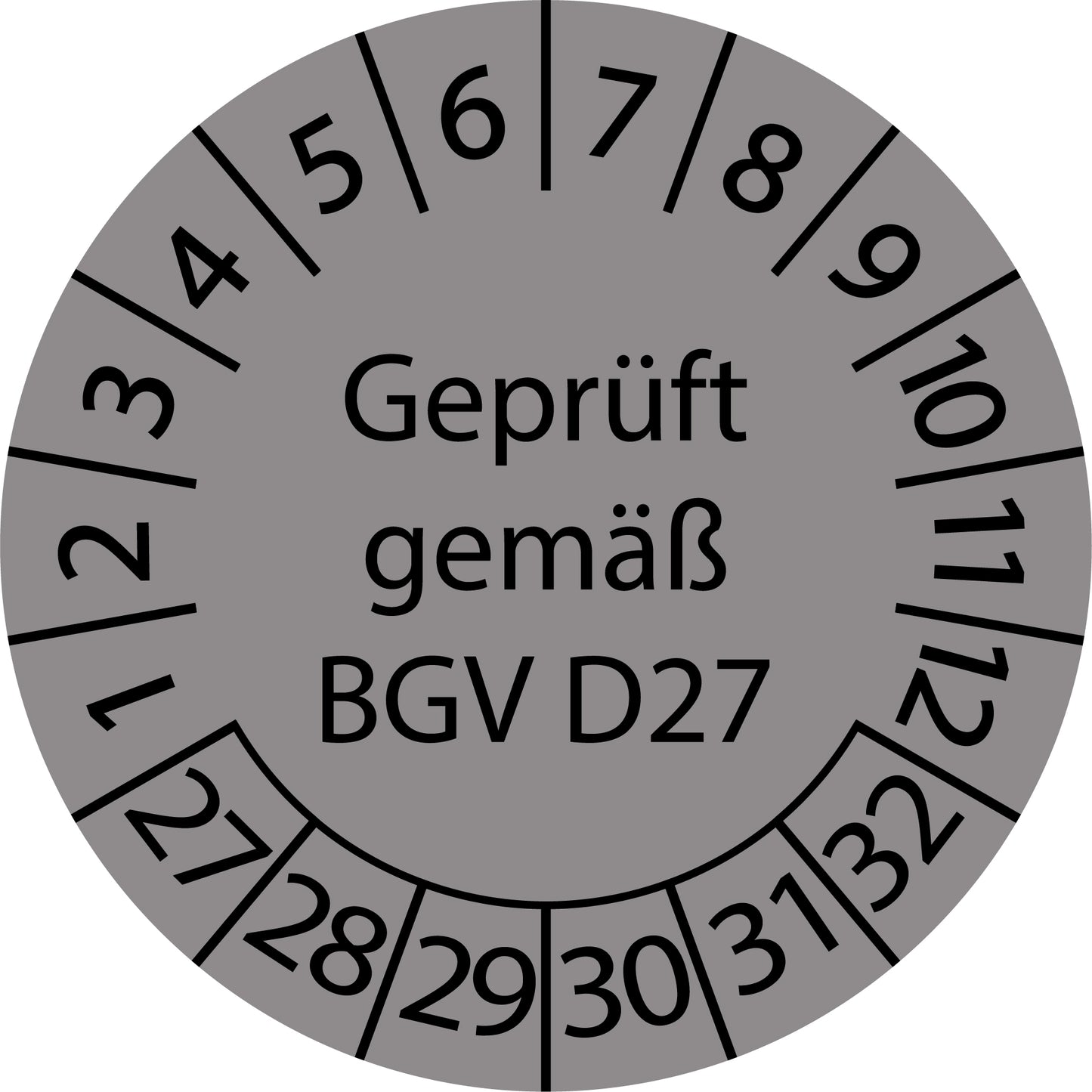 Mehrjahresprüfetiketten, Geprüft gemäß BGV D27, Startjahr: 2027 aus Papier oder Plastik