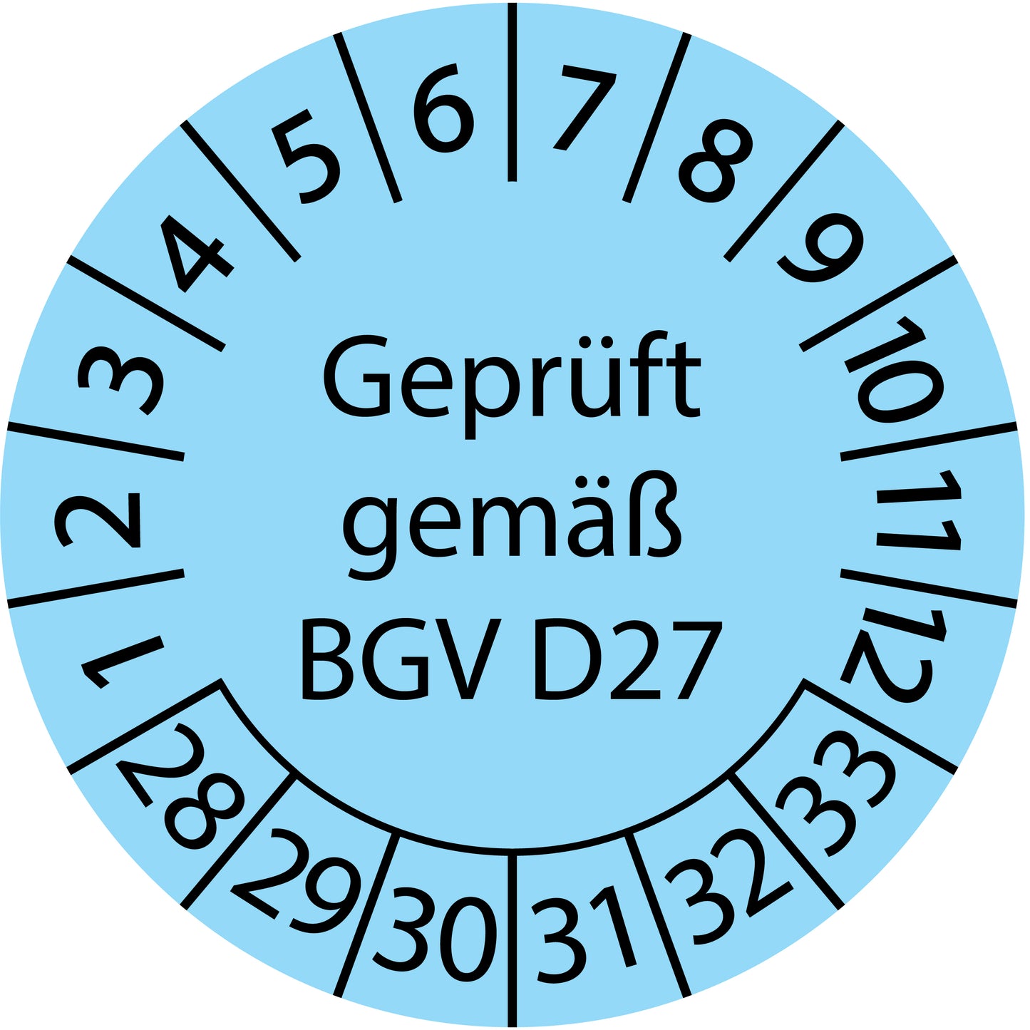 Mehrjahresprüfetiketten, Geprüft gemäß BGV D27, Startjahr: 2028 aus Papier oder Plastik
