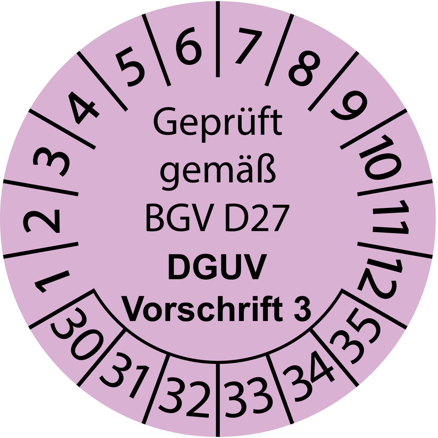 Mehrjahresprüfetiketten, Geprüft gemäß BGV D27, DGUV Vorschrift 3, Startjahr: 2030 aus Papier oder Plastik