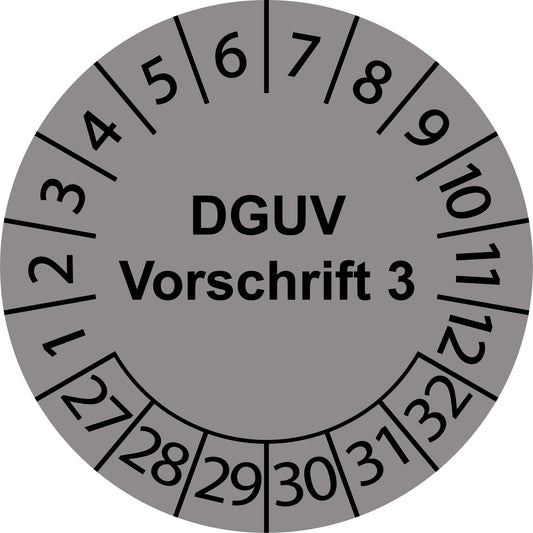 Mehrjahresprüfetiketten, DGUV Vorschrift 3, Startjahr: 2027 aus Papier oder Plastik