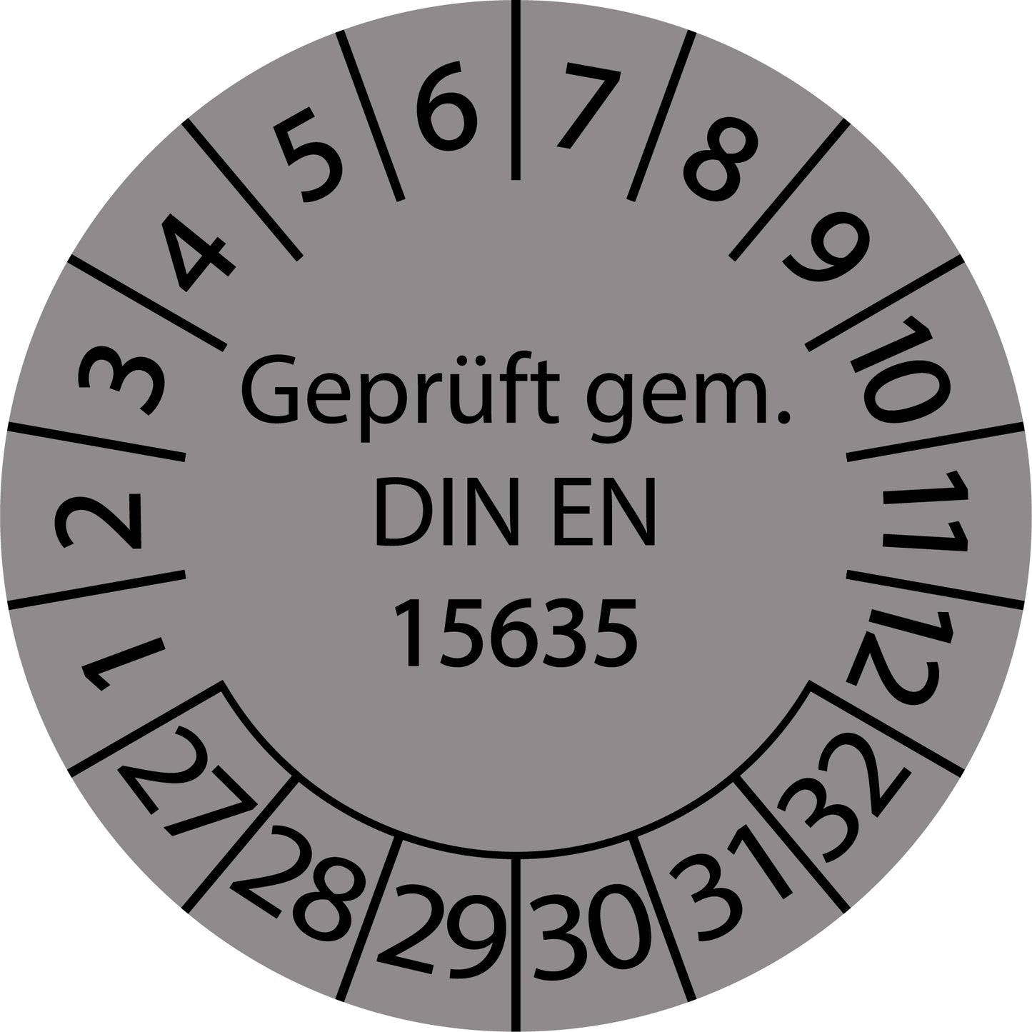 Mehrjahresprüfetiketten, Geprüft gem. DIN EN 15635, Startjahr: 2027 aus Papier oder Plastik