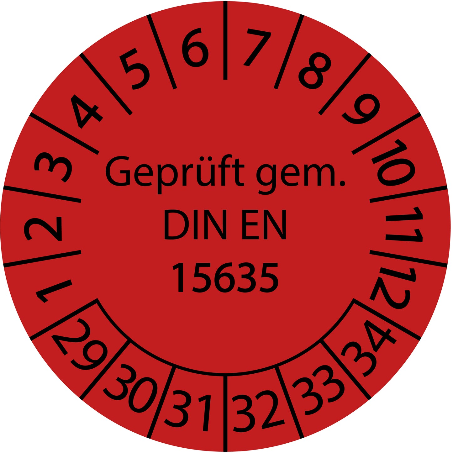 Mehrjahresprüfetiketten, Geprüft gem. DIN EN 15635, Startjahr: 2029 aus Papier oder Plastik