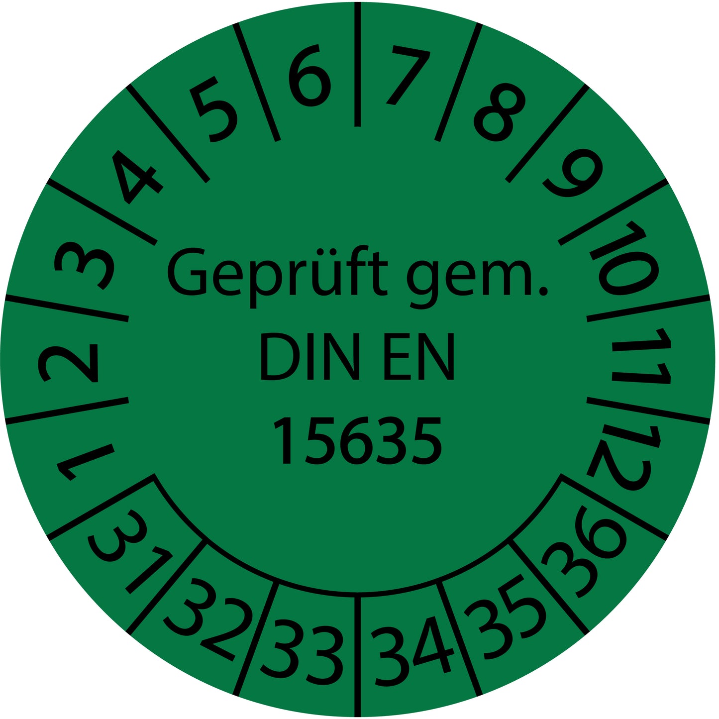 Mehrjahresprüfetiketten, Geprüft gem. DIN EN 15635, Startjahr: 2031 aus Papier oder Plastik