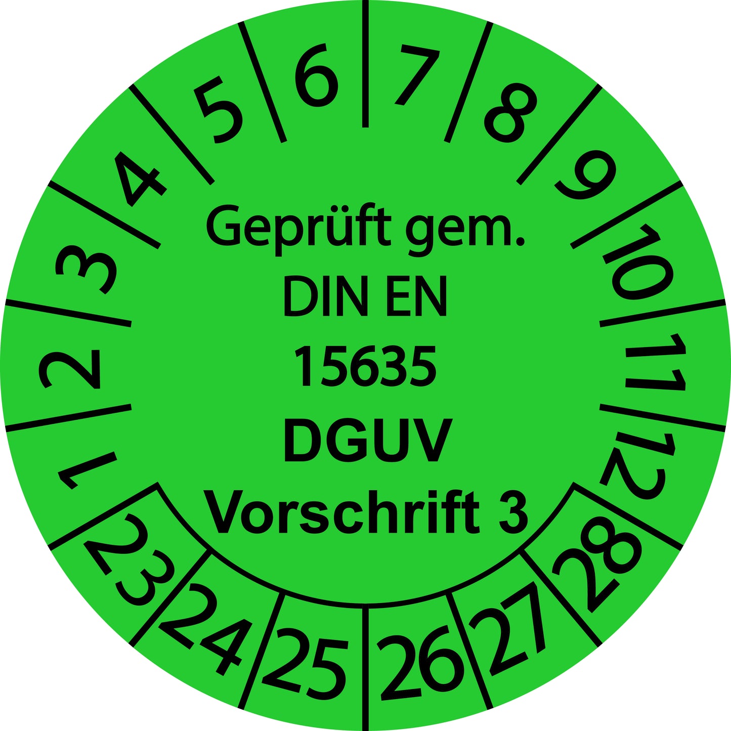 Mehrjahresprüfetiketten, Geprüft gem. DIN EN 15635, DGUV Vorschrift 3, Startjahr: 2023 aus Papier oder Plastik