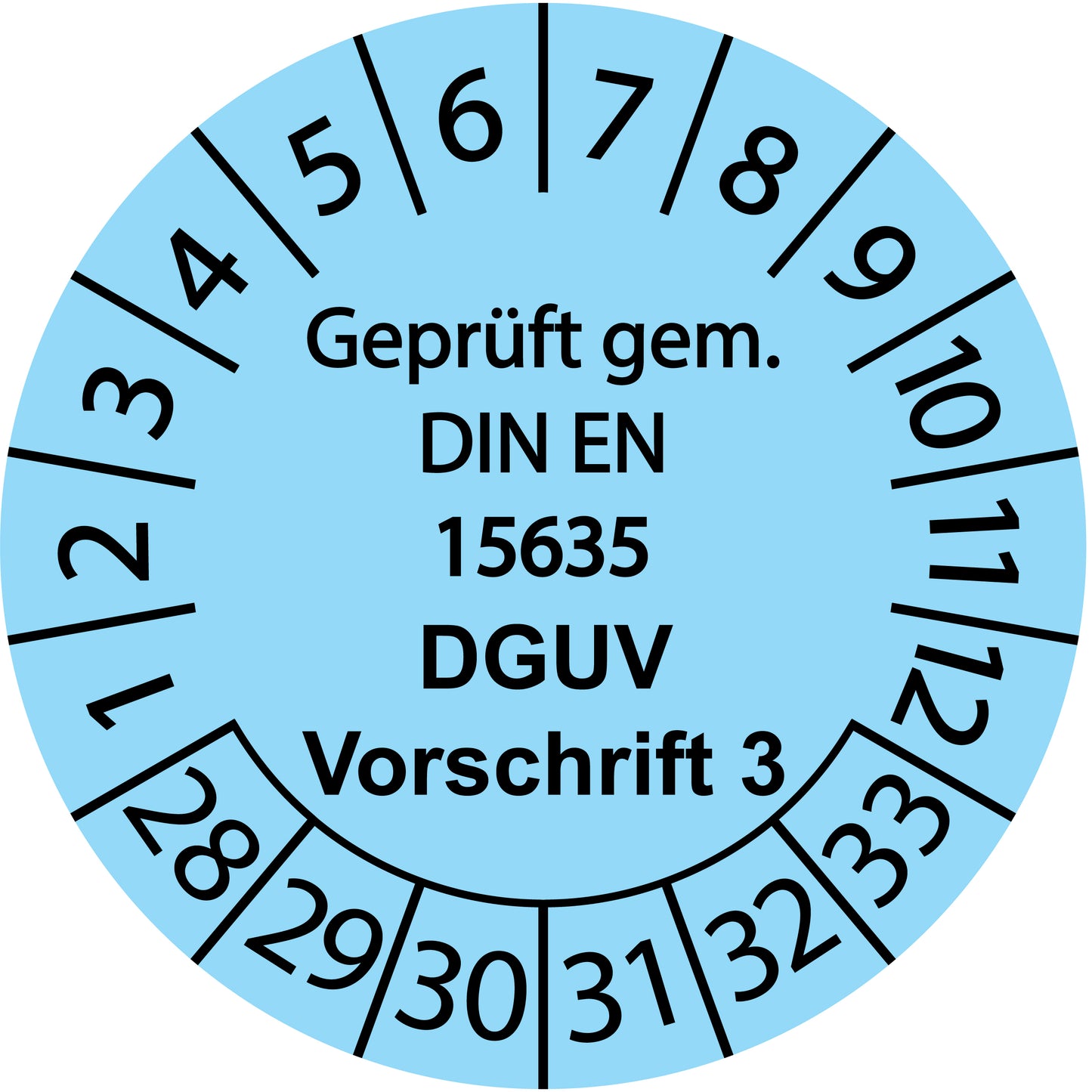 Mehrjahresprüfetiketten, Geprüft gem. DIN EN 15635, DGUV Vorschrift 3, Startjahr: 2028 aus Papier oder Plastik