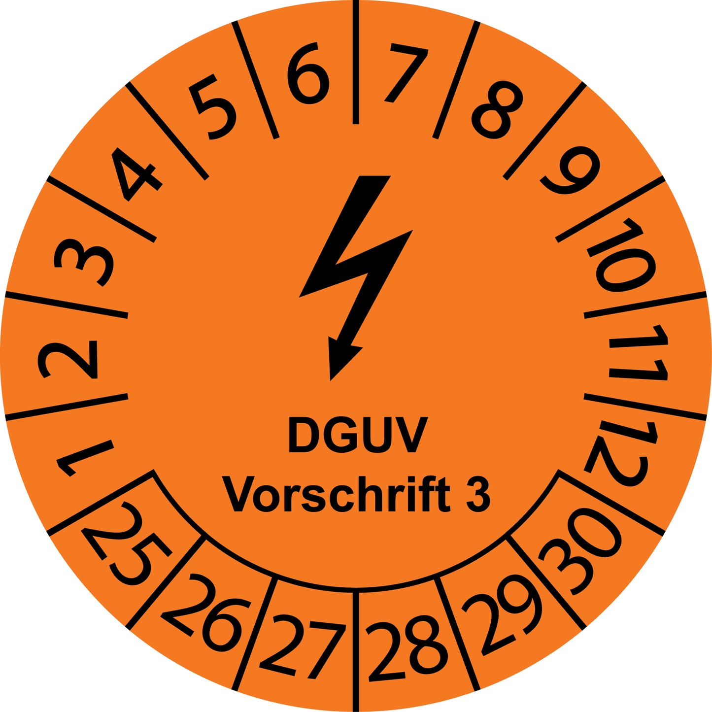 Mehrjahresprüfetiketten, Elektrogeräte, DGUV Vorschrift 3, Startjahr: 2025 aus Papier oder Plastik