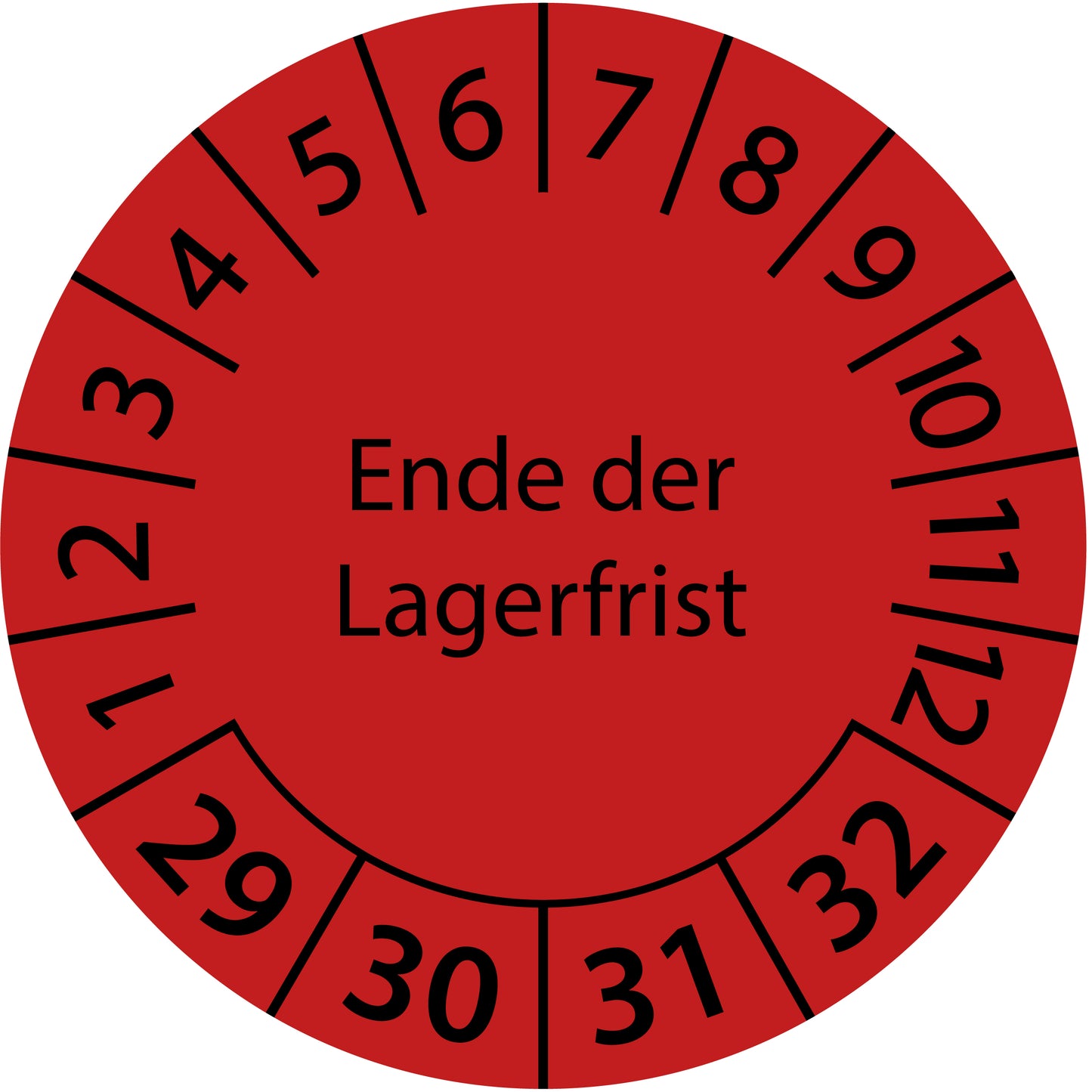Mehrjahresprüfetiketten, Ende der Lagerfrist, Startjahr: 2029 aus Papier oder Plastik