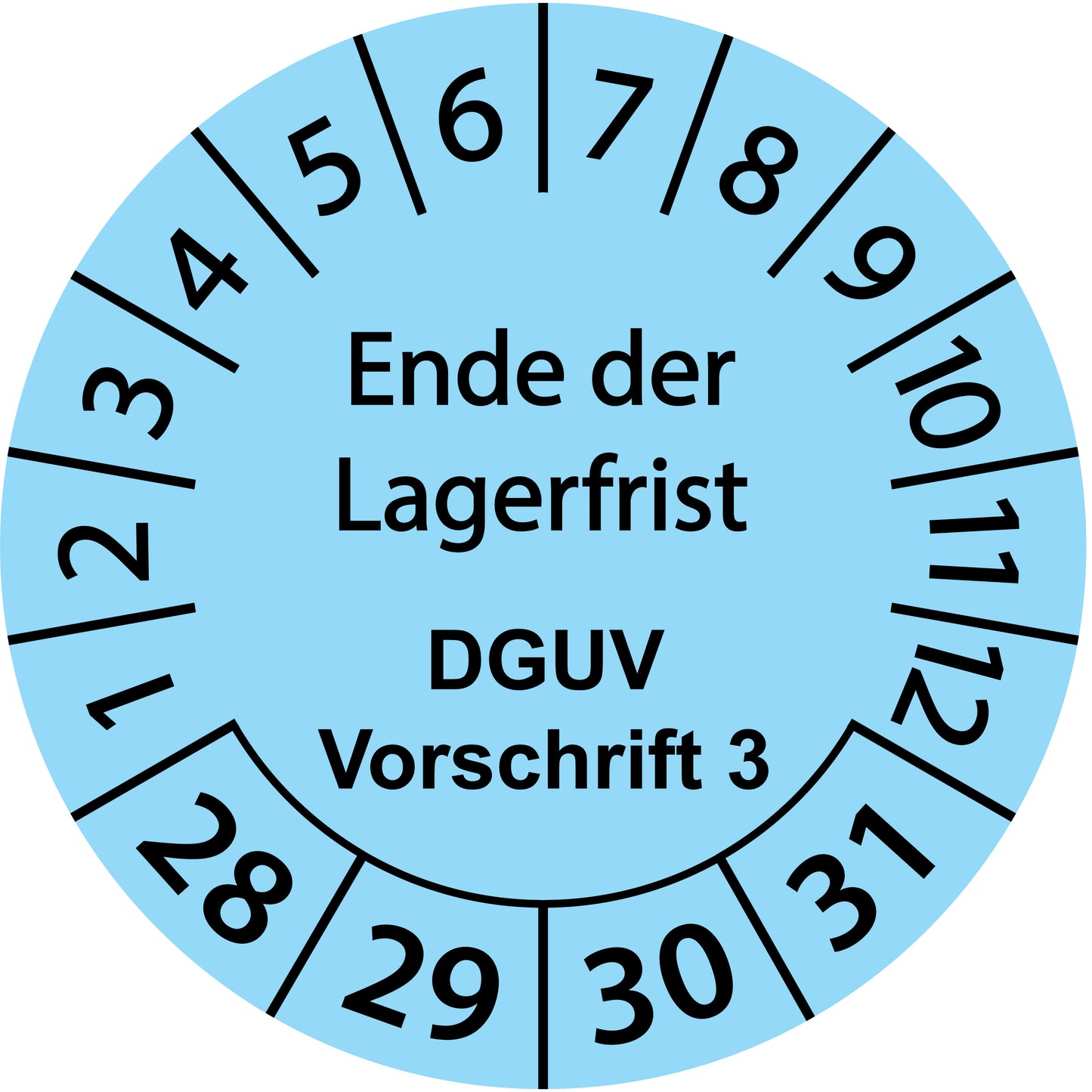 Mehrjahresprüfetiketten, Ende der Lagerfrist, DGUV Vorschrift 3, Startjahr: 2028 aus Papier oder Plastik